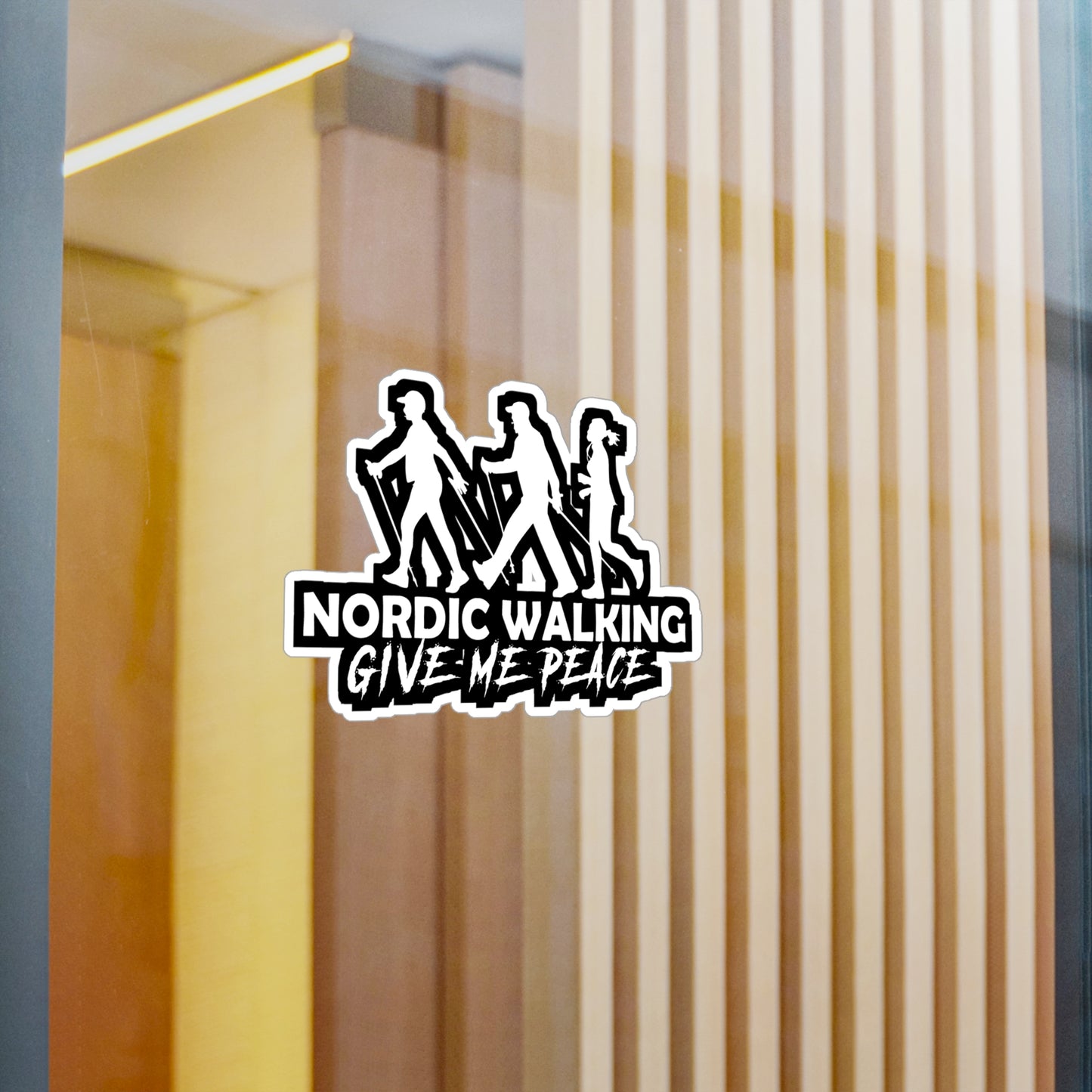 Nordic Walking Give Me Peace - Sports Sticker for Laptop Sticker. Water Bottle Sticker, Vinyl Nature Decal - Sports Gift