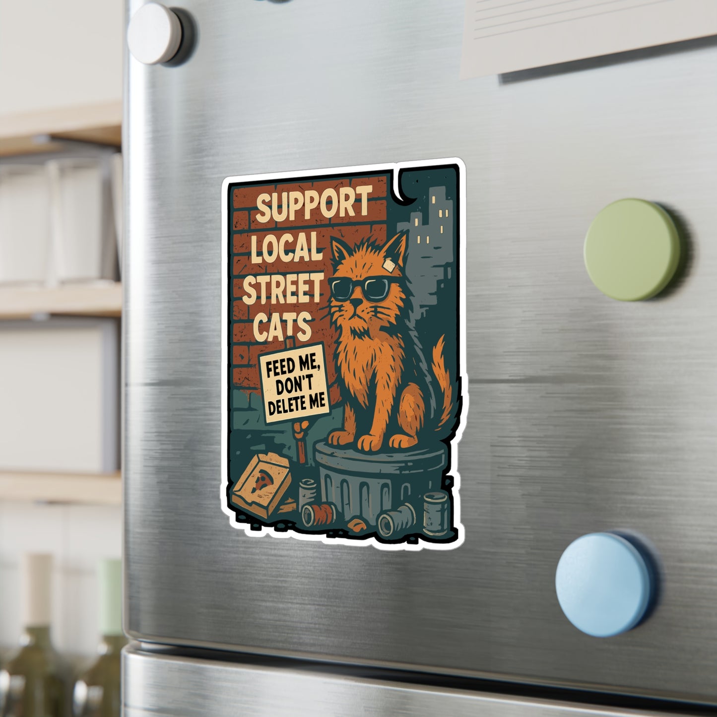 Support Local Street Cats - Street Cat Sticker for Laptop, Water Bottle, Cat Lovers Gift Idea, Cute Animal Decal