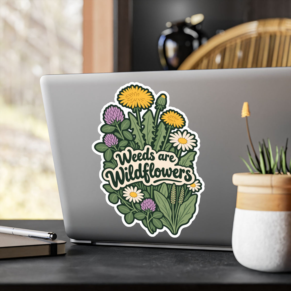 Plants Sticker - Weeds are Wildflowers, Dandelion Decals for Laptop or Water Bottle, Friendship Gift for Nature Lovers