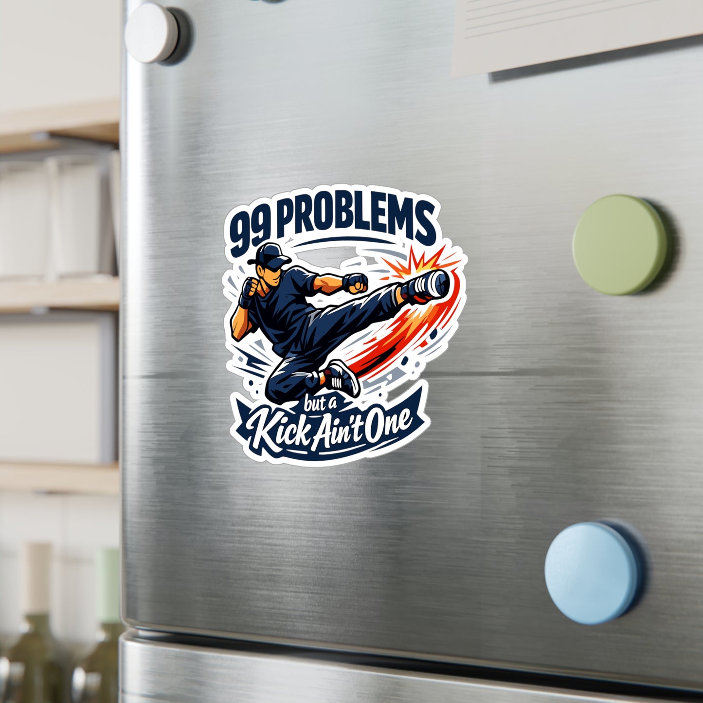 Krav Maga Sticker “99 Problems but a Kick Ain’t One” Funny Martial Arts Decals, Waterproof Vinyl for Laptop, Water Bottle, Self Defense Fitness Design