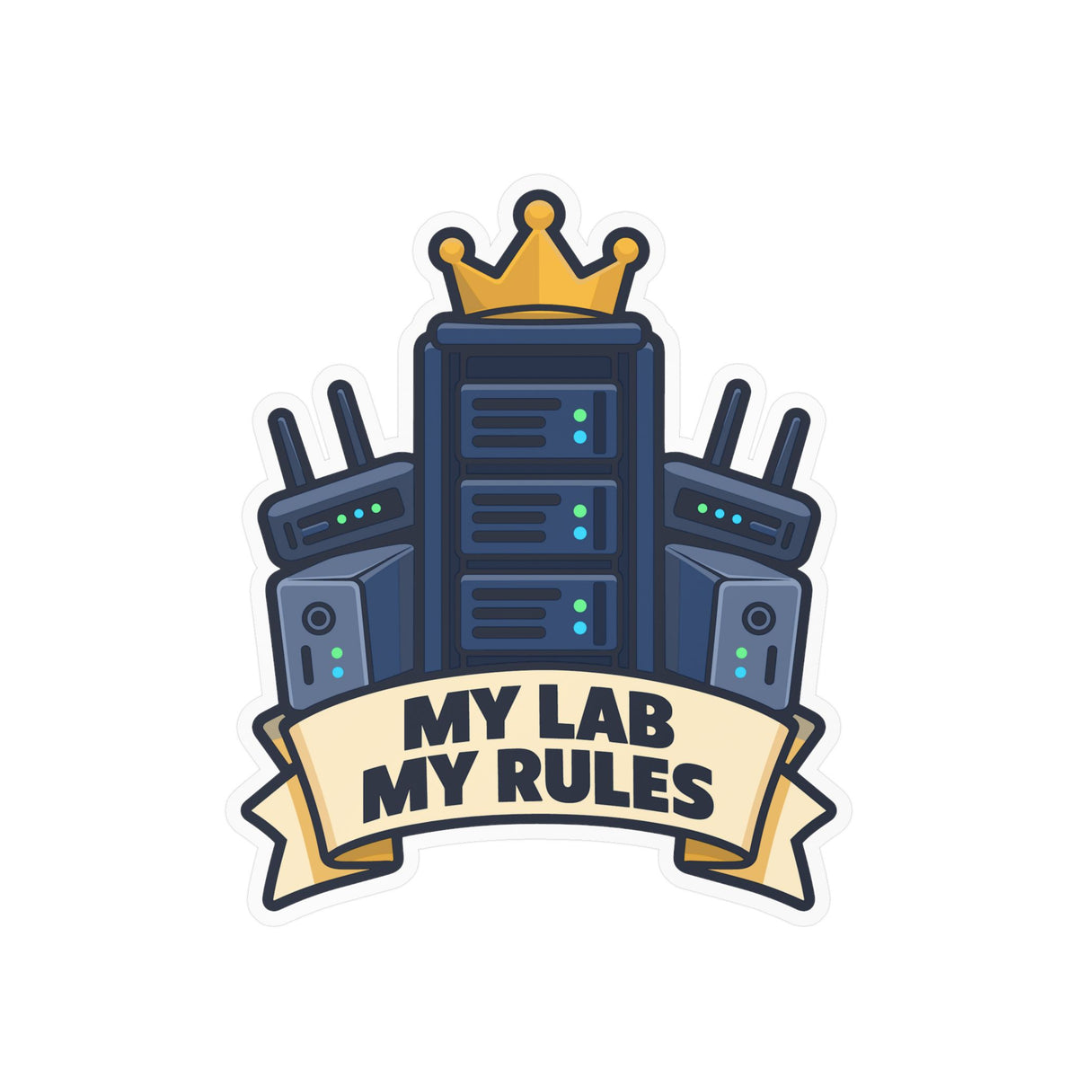tech Sticker - My Lab My Rules, Reboot Button and Bandage Design for Laptop and Water Bottle Decals