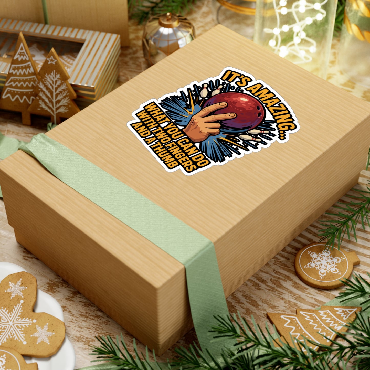 It's Amazing What You Can Do With Two Fingers And A Thumb - Bowling Sticker - Funny Gift for Bowlers, Laptop, Water Bottle, Bowling Lovers