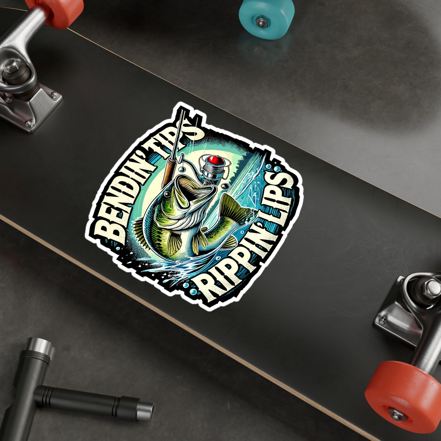 Bendin' Tips Rippin' Lips - Fishing Sticker for Laptop Sticker. Water Bottle Sticker, Vinyl Bass fishing Decal - Fishing Gift