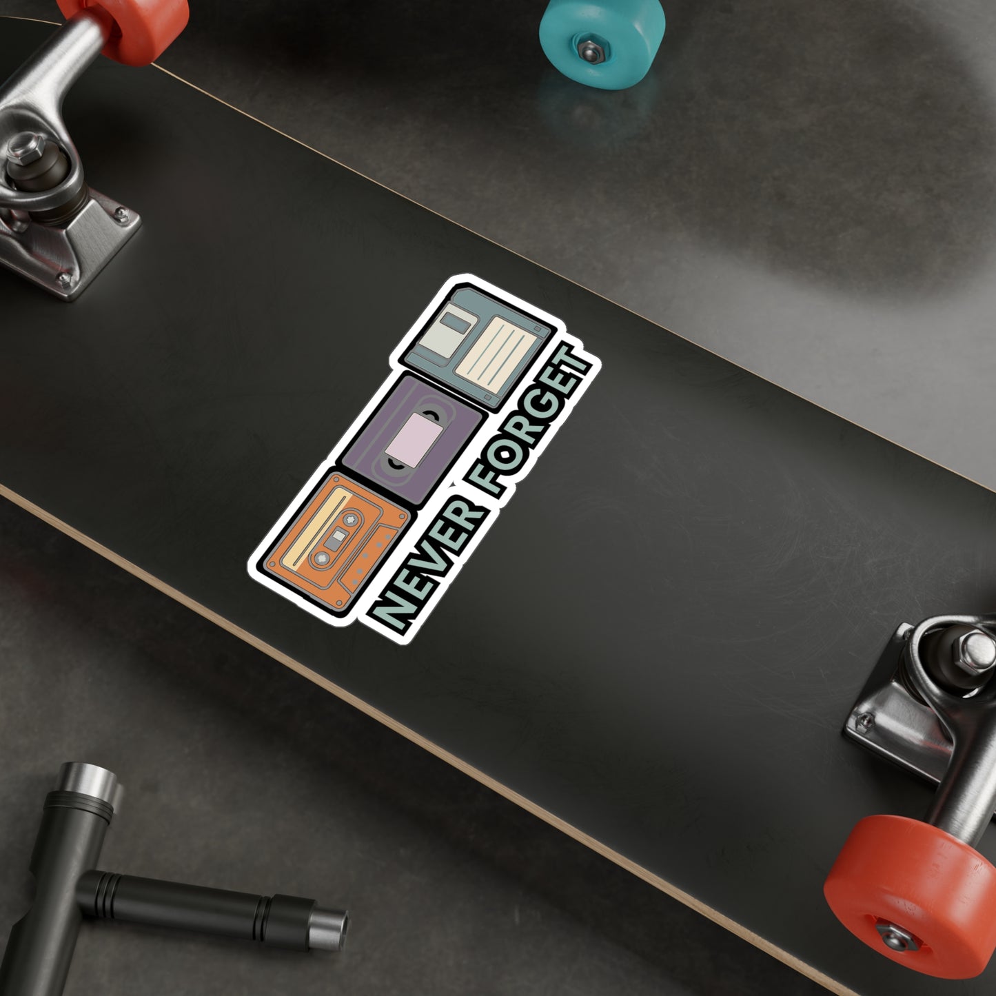 Never Forget - Nostalgic Tech Sticker for Laptop, Water Bottle - Retro Gift for Tech Lovers