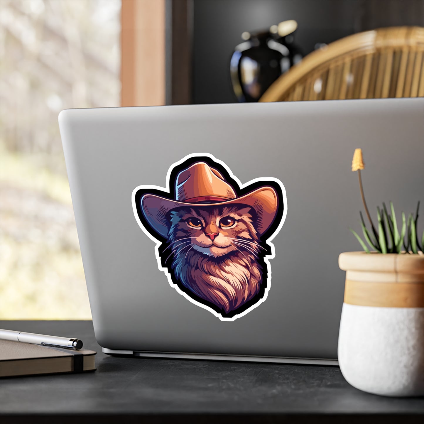 Cowboy Cat - Cowboy Sticker for Car Window Laptop Sticker. Water Bottle Sticker, Vinyl Cat Decal, Western Sticker - Cowboy Gift
