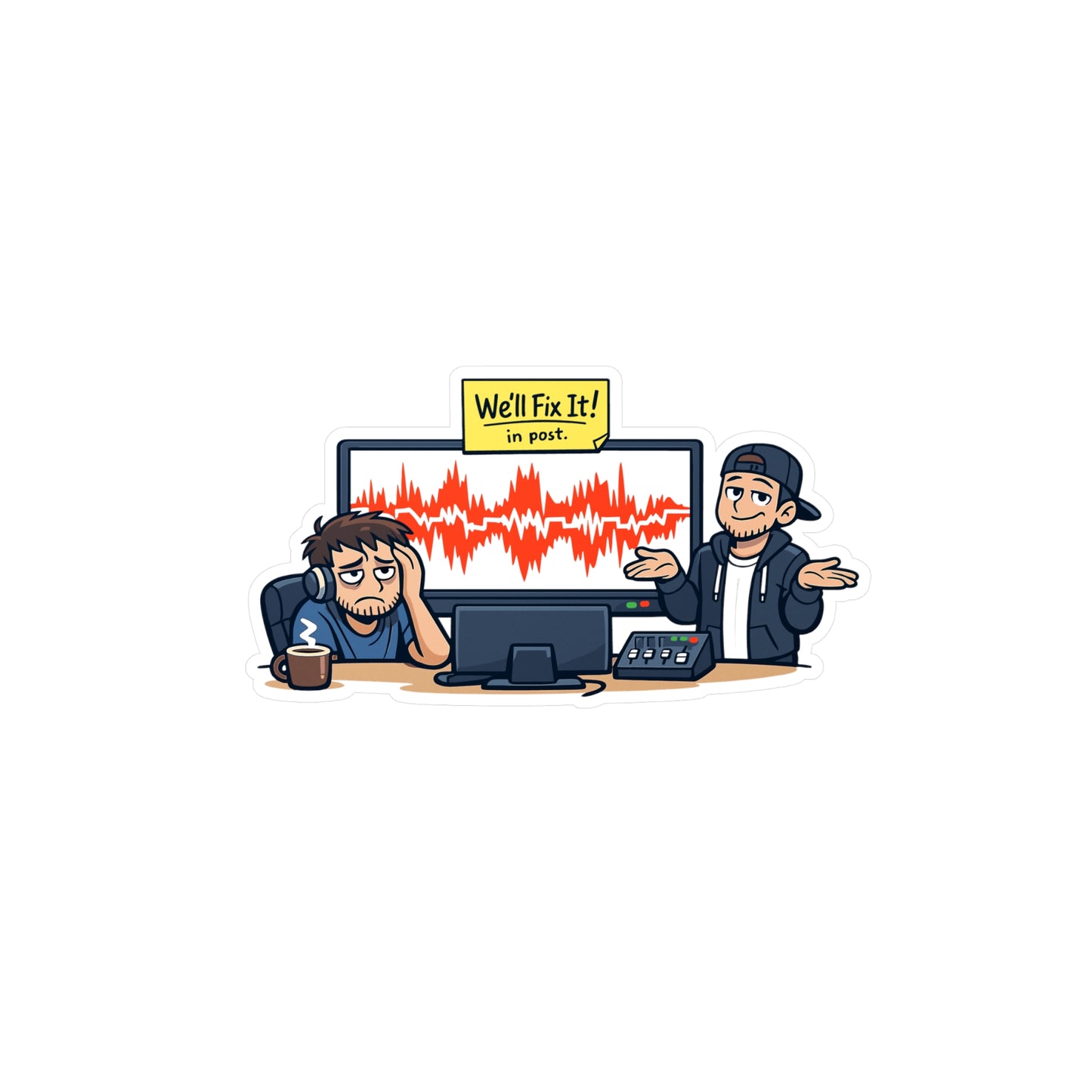 Audio Engineer Sticker “We’ll Fix It!” Funny Sound Engineer Monitor Audio Technician Vinyl sticker Decals Waterproof for Laptop, Water Bottle