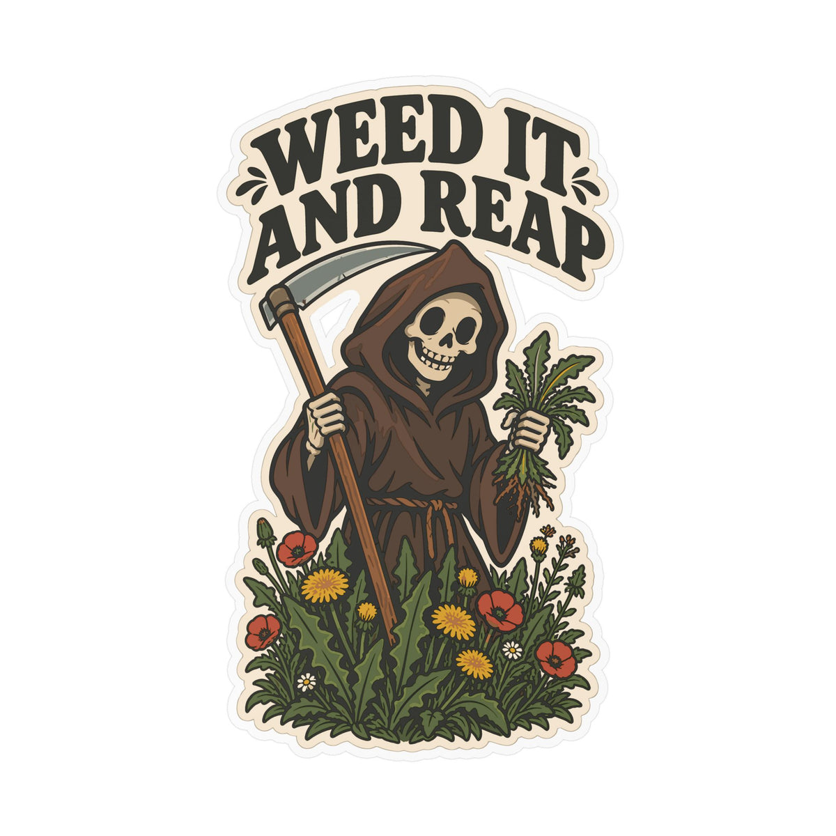 Plants Sticker - Weed It And Reap Dandelion Design, Nature-Inspired Friendship Decals for Laptop and Water Bottle