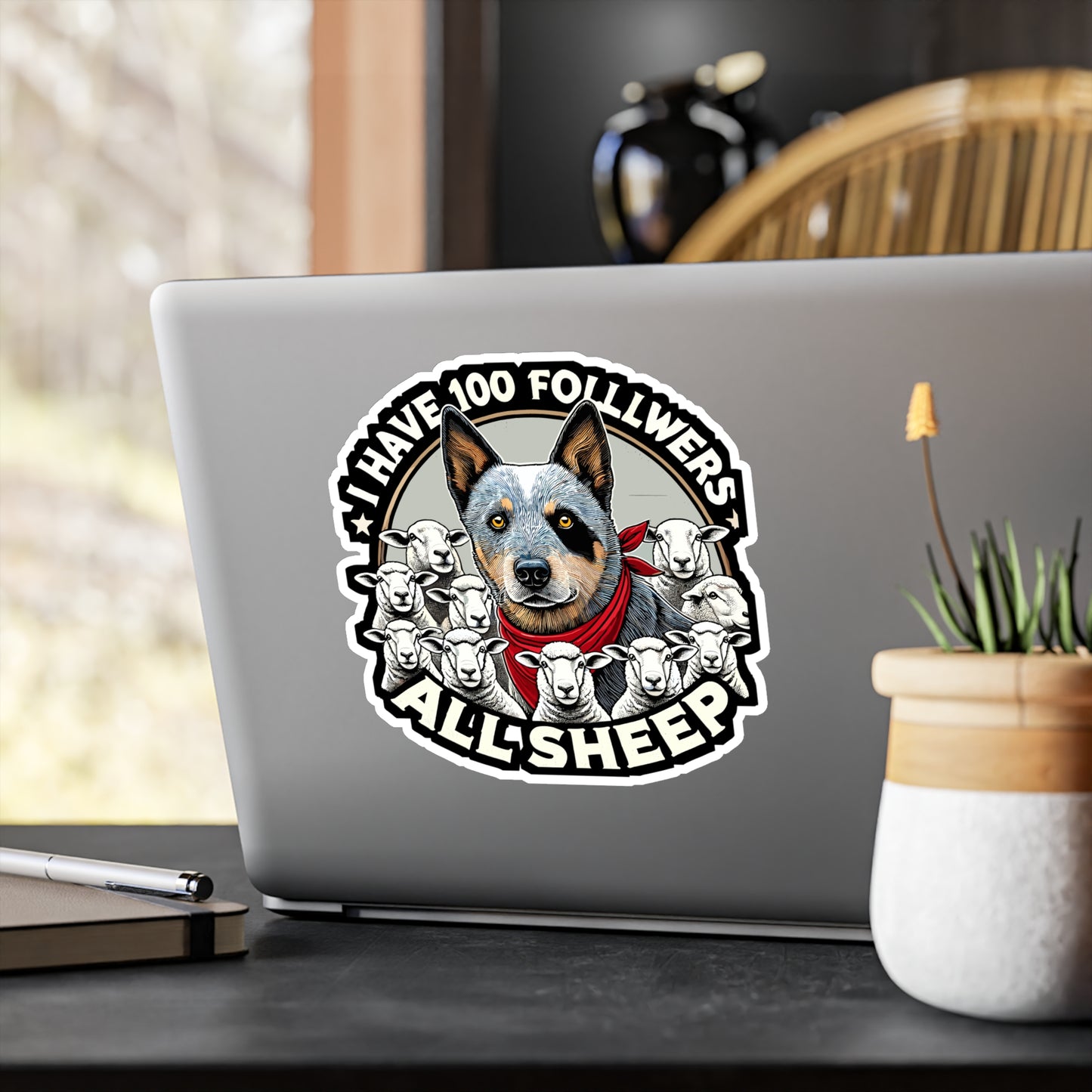 I Have 100 Followers All Sheep - Sheepdog Sticker for Laptop Sticker. Water Bottle Sticker, Vinyl Herding Decal - Sheepdog Gift