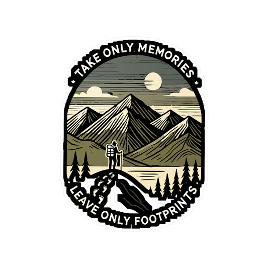 Take Only Memories, Leave Only Footprints - Eco-friendly Sticker for Laptop Sticker. Water Bottle Sticker, Vinyl Hiking Decal - Eco-friendly Gift