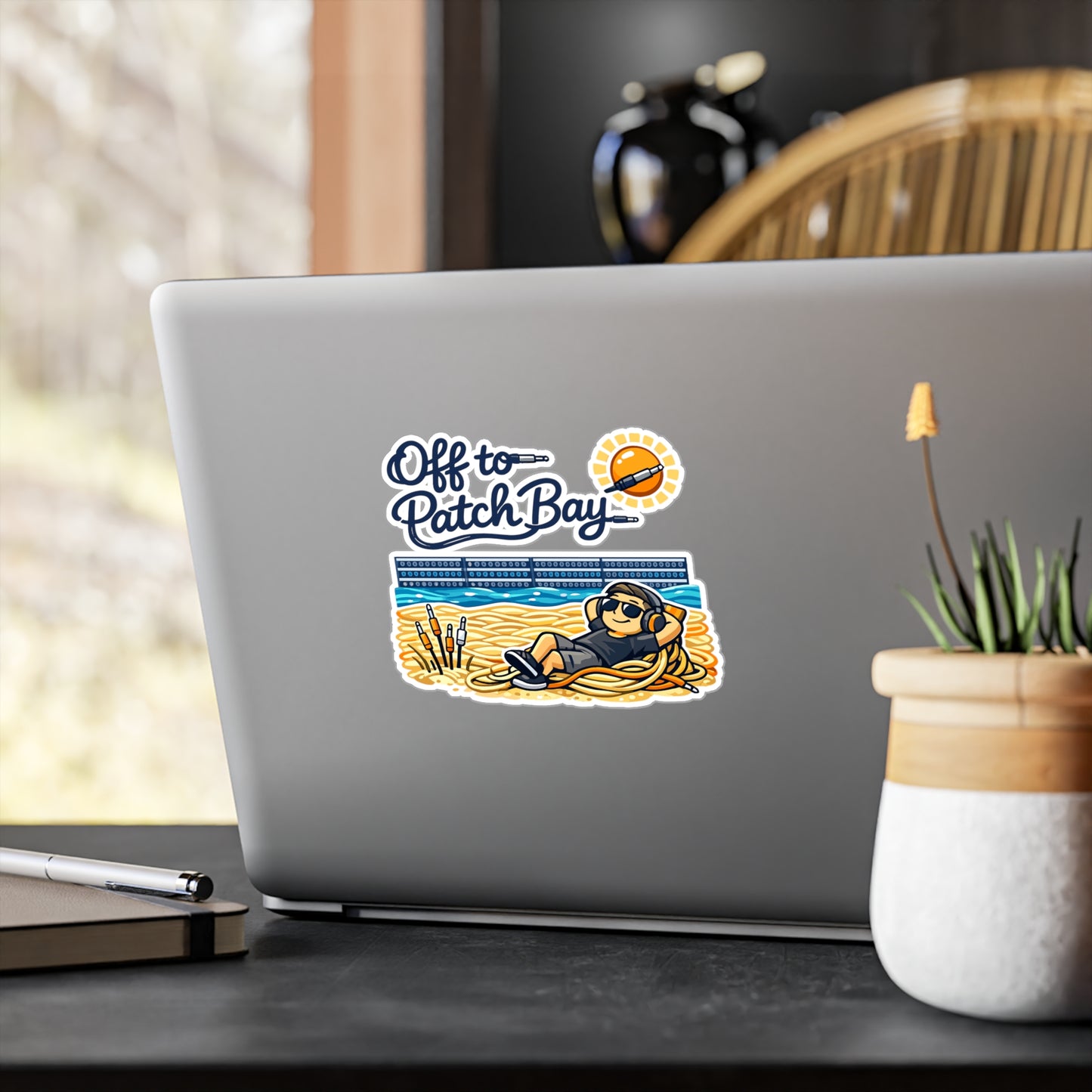 Audio Engineer Sticker Off to Patch Bay – Waterproof Vinyl decals for Laptop, Water Bottle