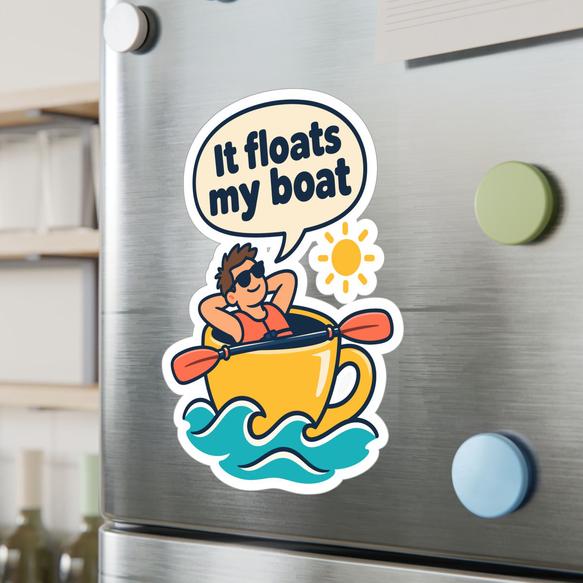 Kayak Sticker – It Floats My Boat Design for Kayaking and Rowing Fans, Kayaker Decals for Laptop or Water Bottle