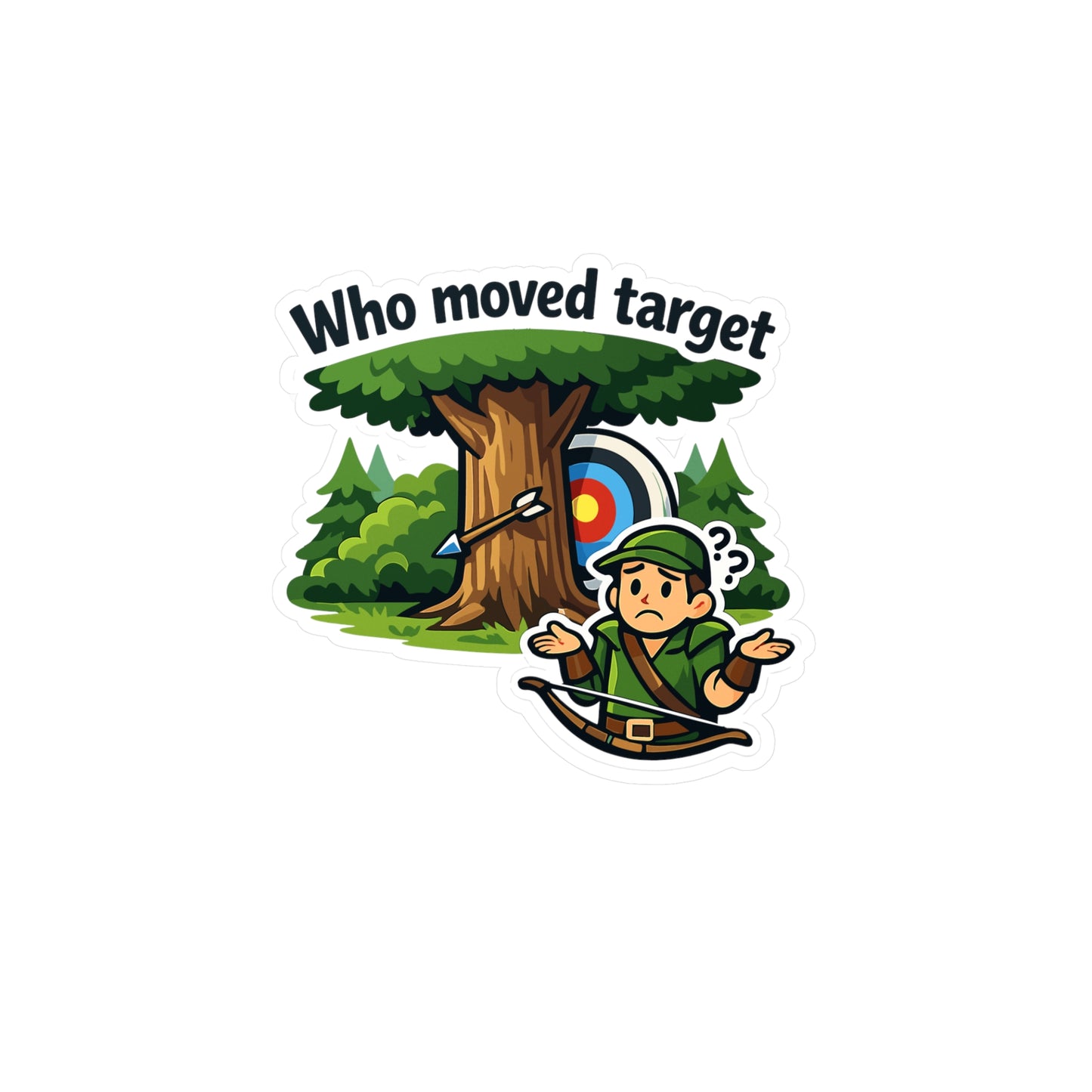 Archery Sticker Who Moved Target Funny Archer Hunting Shoot Vinyl Waterproof Decals for Laptop Water Bottle