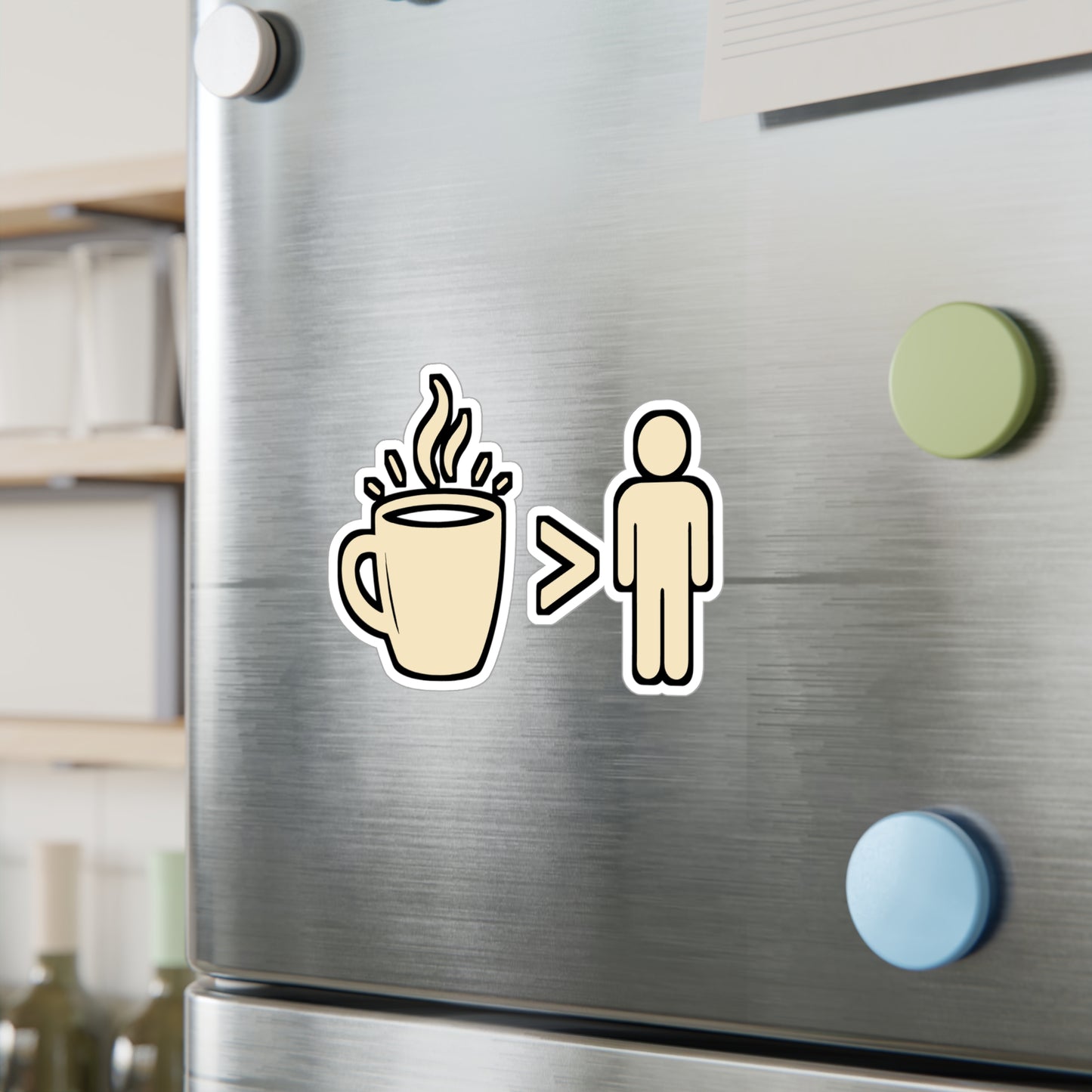 Coffee Sticker – "Coffee Greater Than People" Funny Decals for Laptop or Water Bottle, Vinyl Waterproof Caffeine Lover, Sarcastic Introvert Gift
