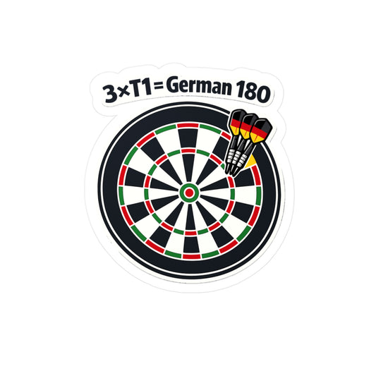 Dart Sticker 3×T1 = German 180 Funny Dartboard Decals, Waterproof Vinyl for Laptop Water Bottle, Drinking Team Arrow Design