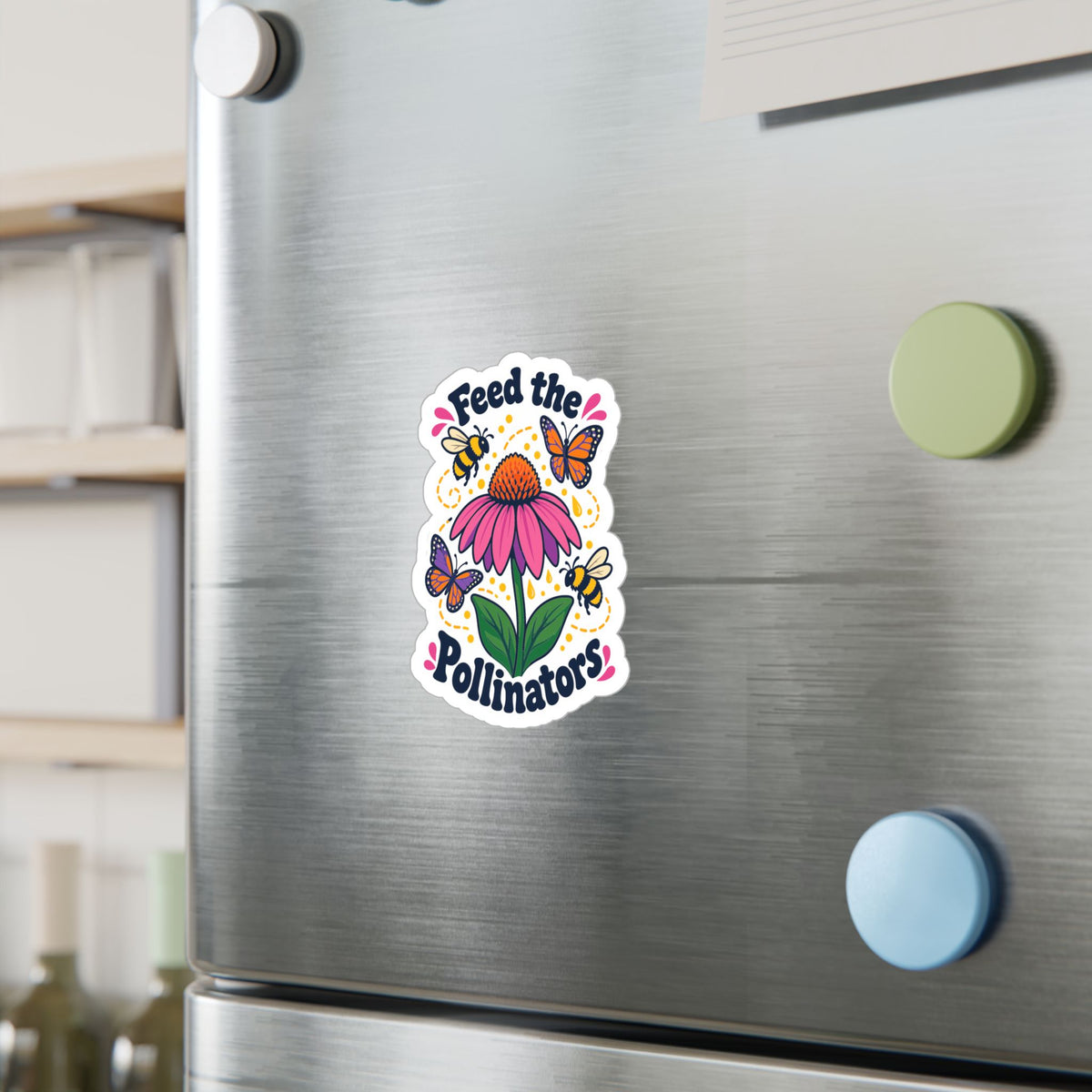 Plants Sticker - Feed The Pollinators Dandelion Design, Nature-Inspired Decals for Laptop and Water Bottle, Friendship Gift