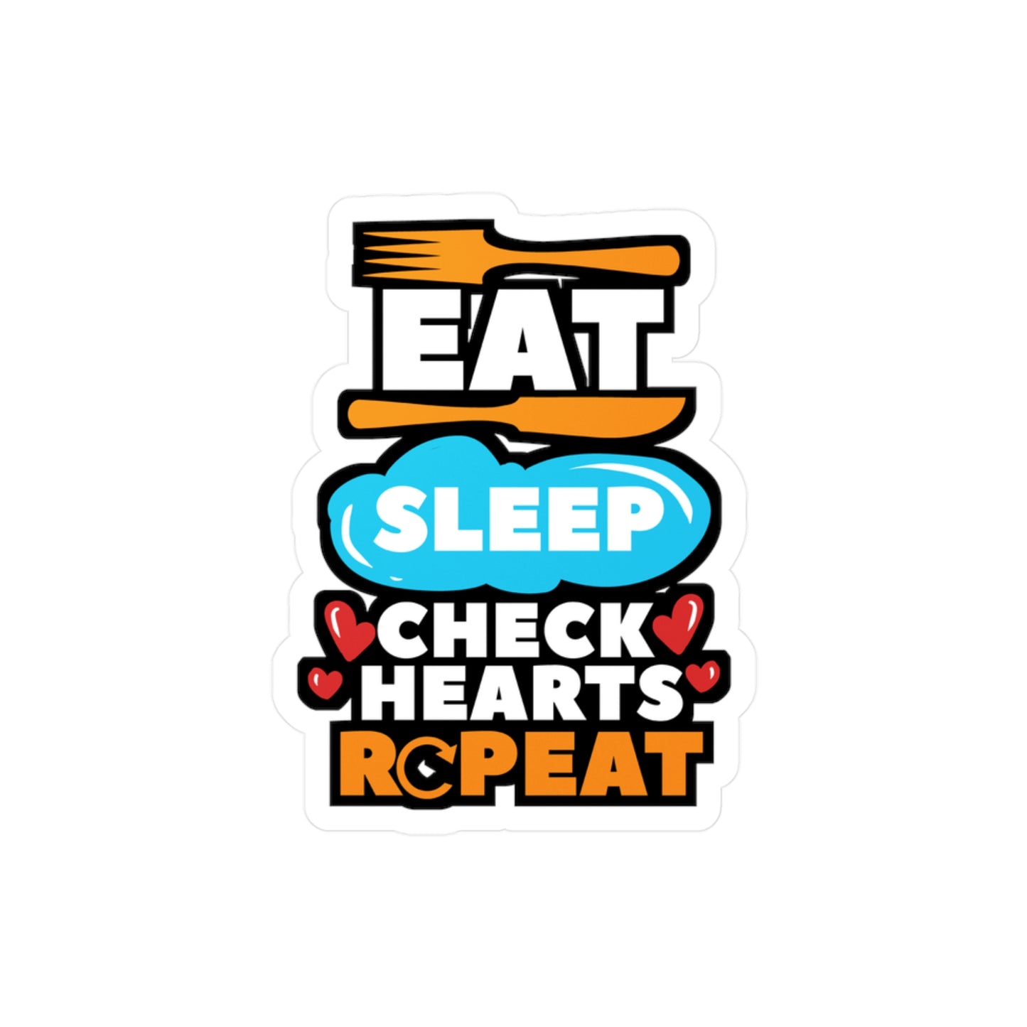 Eat Sleep Check Hearts Repeat Cardiac Nurse - Cardiac nurse Sticker for Laptop Sticker. Water Bottle Sticker, Vinyl Cath-lab Decal - Cardiac nurse Gift