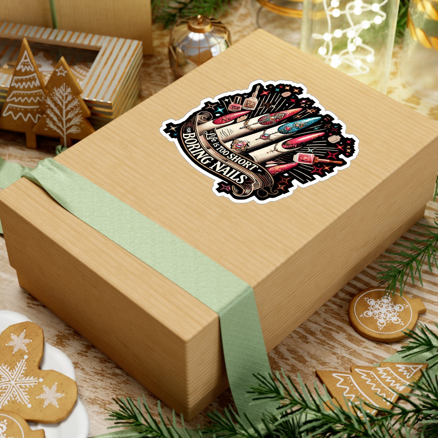 Life Is Too Short For Boring Nails - Nail art Sticker for Laptop Sticker. Water Bottle Sticker, Vinyl Nails Decal - Nail art Gift