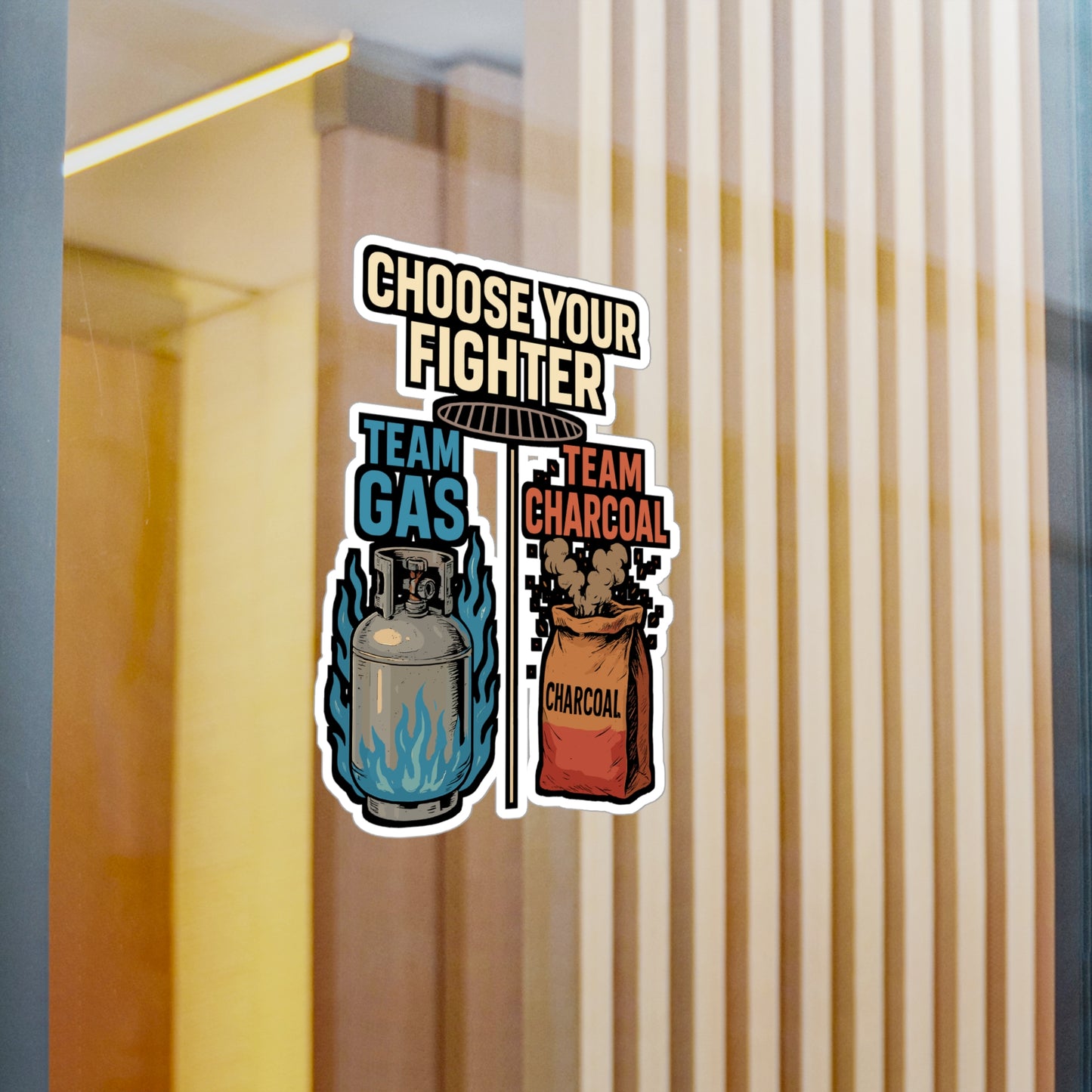 Propane Sticker Decals – Team Gas Team Charcoal Choose Your Fighter Design for Barbecue, Grilling – Waterproof Vinyl for Laptop, Water Bottle