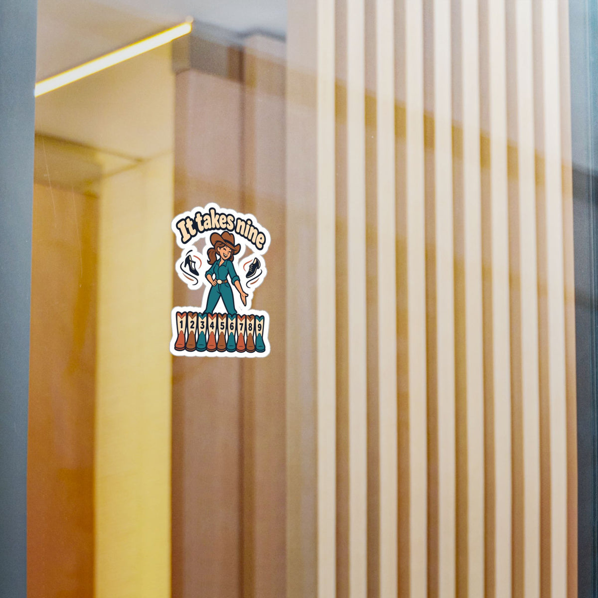 Line Dance Sticker – It Takes Nine Design for Country Dancers, Western Decals for Laptop and Water Bottle