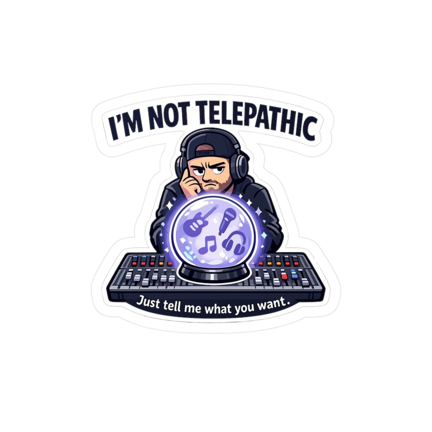 Audio Engineer Sticker I’m Not Telepathic Funny Sound Engineer Decals Waterproof Vinyl for Laptop Water Bottle Monitor Audio Technician