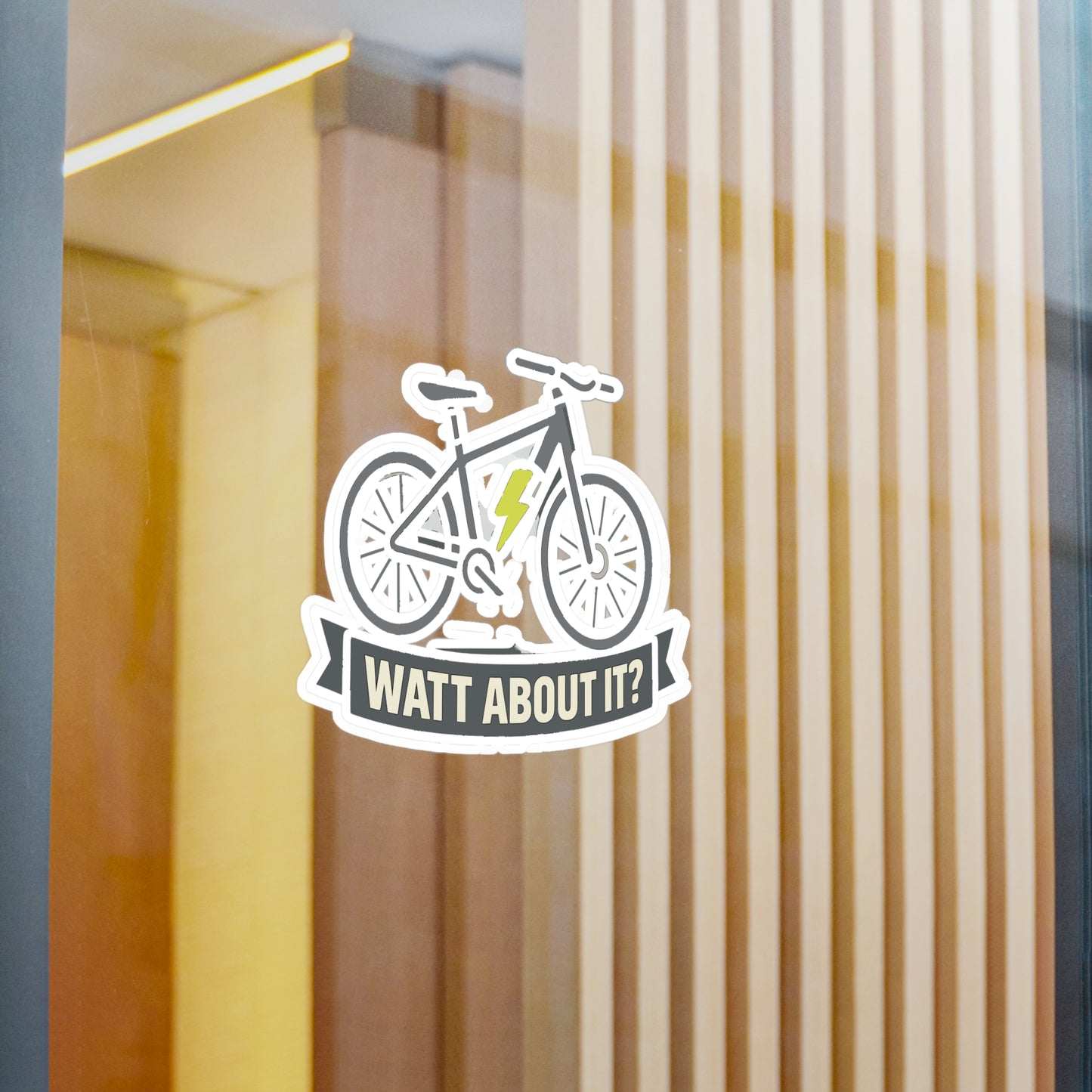 E-bike Sticker "Watt About It" Neon Lightning Vector Decals, Waterproof Vinyl for Laptop, Water Bottle, Unique Electric Bike Accessory