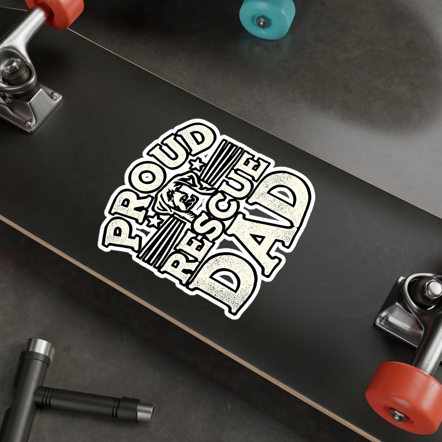 Proud Rescue Dad – Dog Rescuer Sticker | Vinyl Decal for Laptop or Water Bottle | Animal Rights Gift for Men