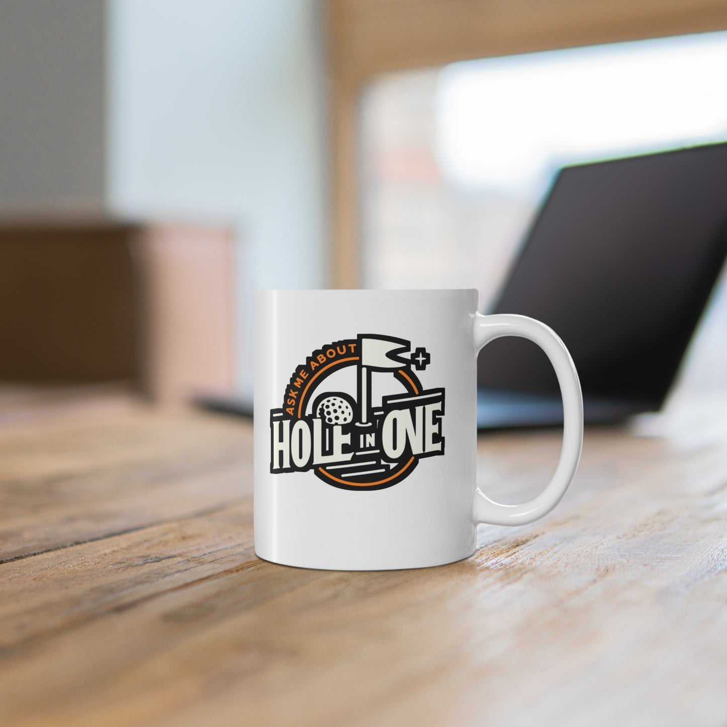 Ask Me About Hole In One - Golf Mug for Coffee 11oz. Golf Cup, White ceramic, Golfer Mug, Hole Tea Cup - Golf Gift