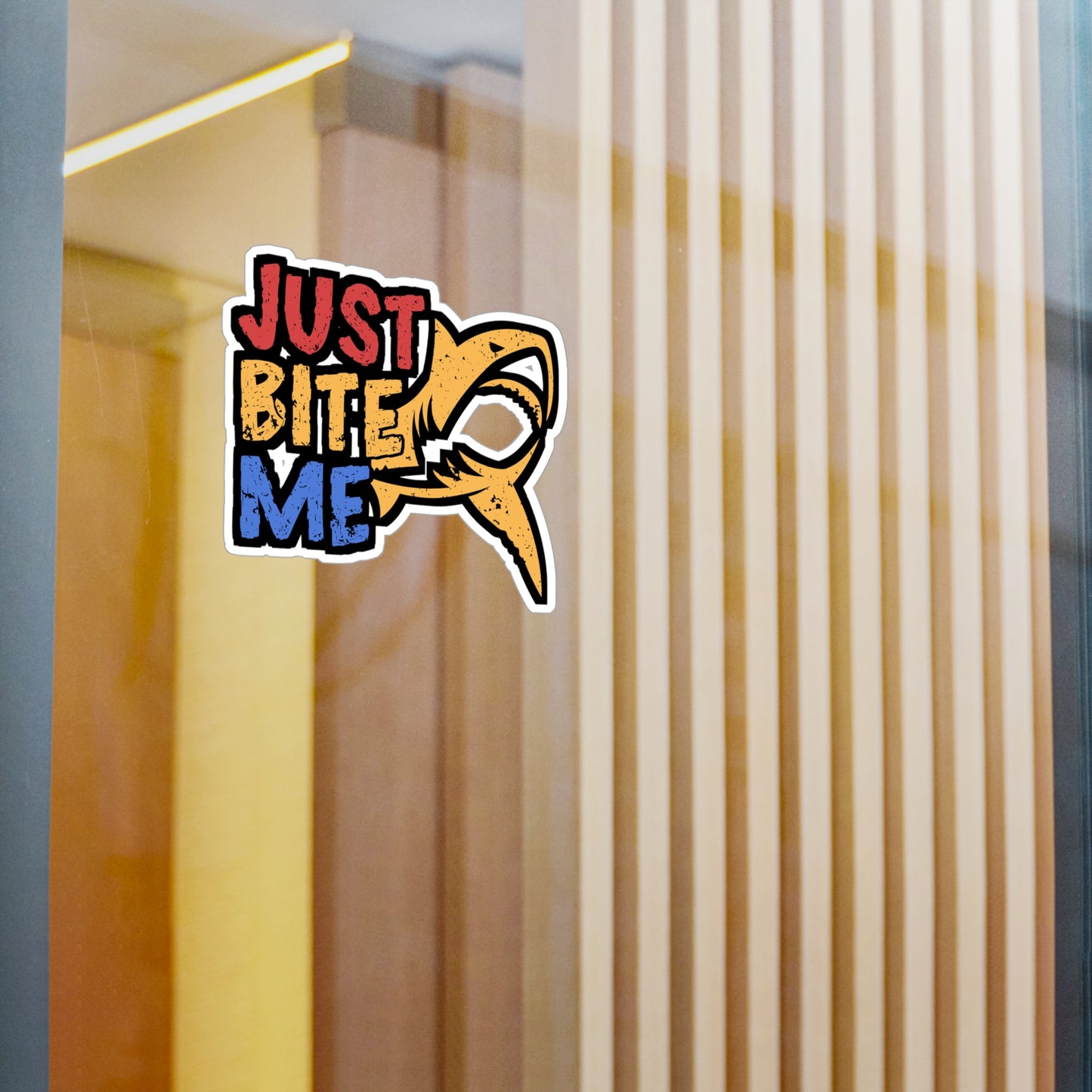 Just Bite Me - Sharks Sticker for Car Window Laptop Sticker. Water Bottle Sticker, Vinyl Marine Decal, Jaws Sticker - Sharks Gift