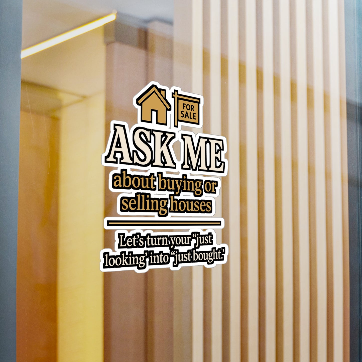 Ask Me About Buying Or Selling Houses – Realtor Sticker for Laptop, Water Bottle & Car | Vinyl Real Estate Decal, Agent Gift