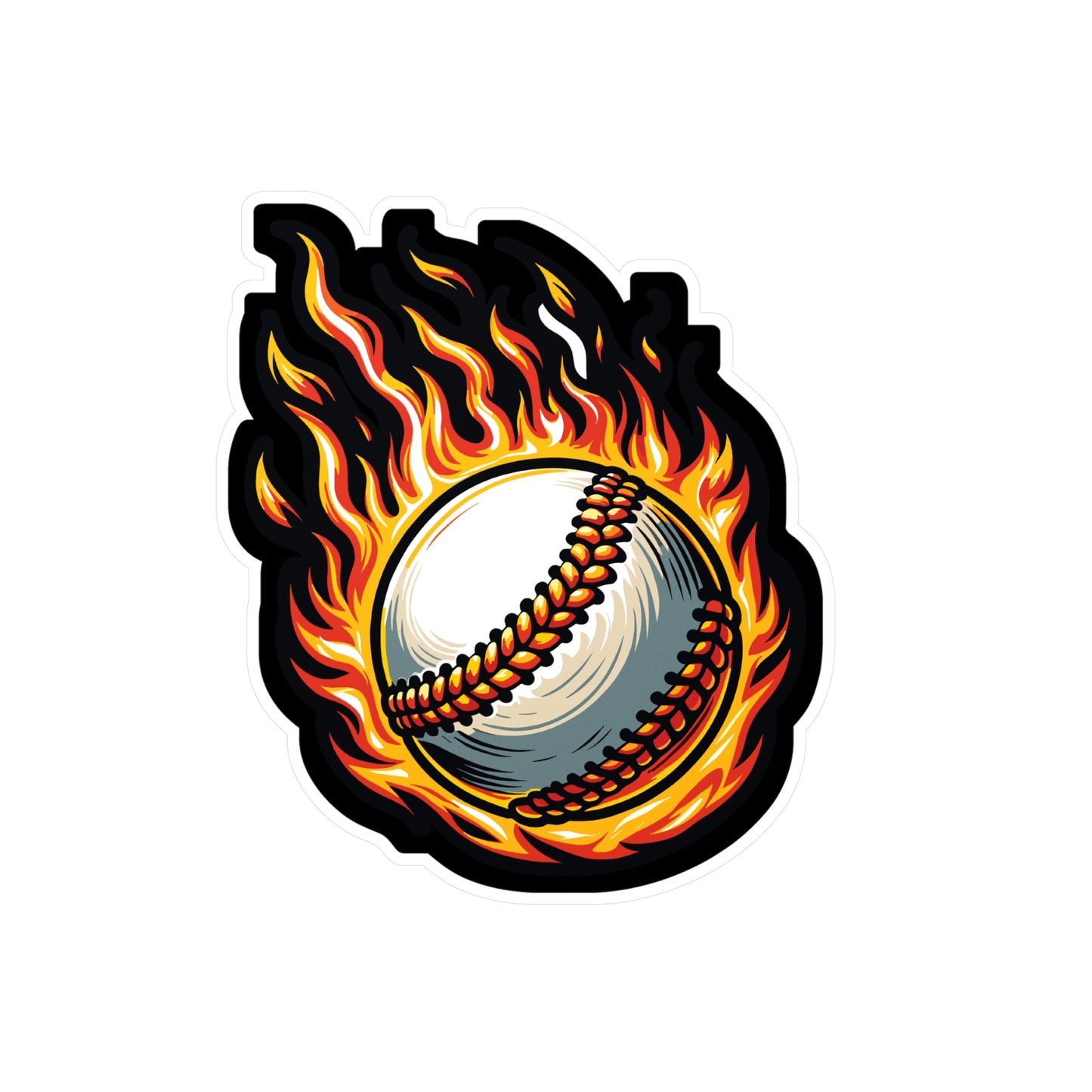 Fire Baseball - Baseball Sticker for Car Window Laptop Sticker. Water Bottle Sticker, Vinyl Player Decal, Sports Sticker - Baseball Gift