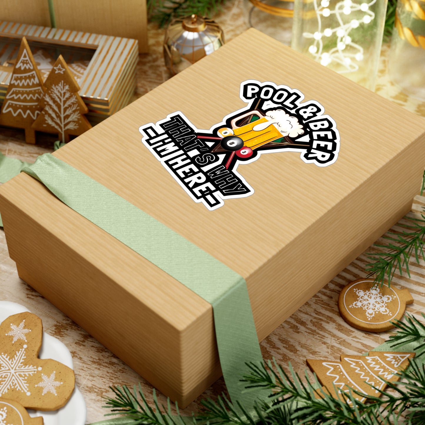 Pool & Beer That's Why I'm Here - Billiards Sticker for Laptop Sticker. Water Bottle Sticker, Vinyl Pool Decal - Billiards Gift