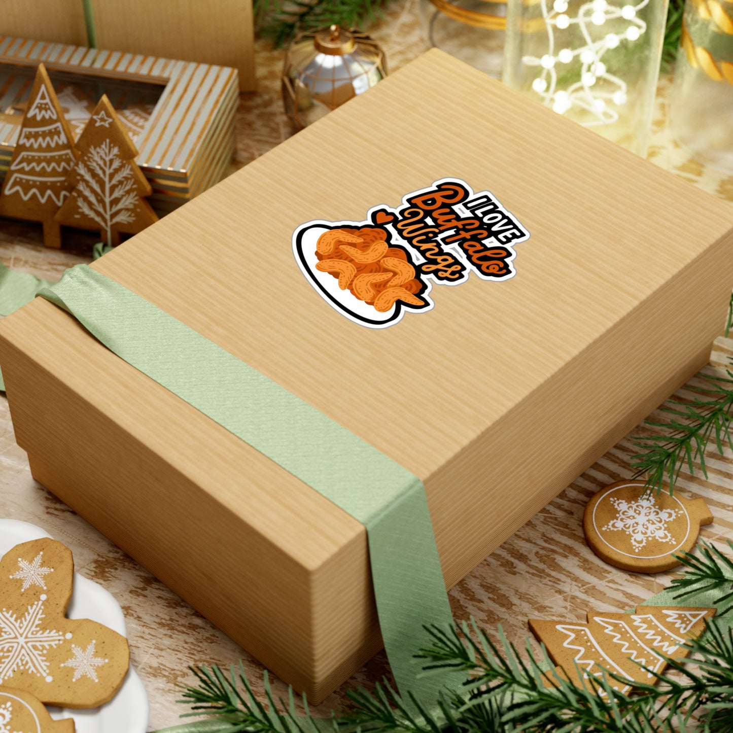 I Love Buffalo Wings - Chicken-wings Sticker for Laptop Sticker. Water Bottle Sticker, Vinyl Buffalo Decal - Chicken-wings Gift