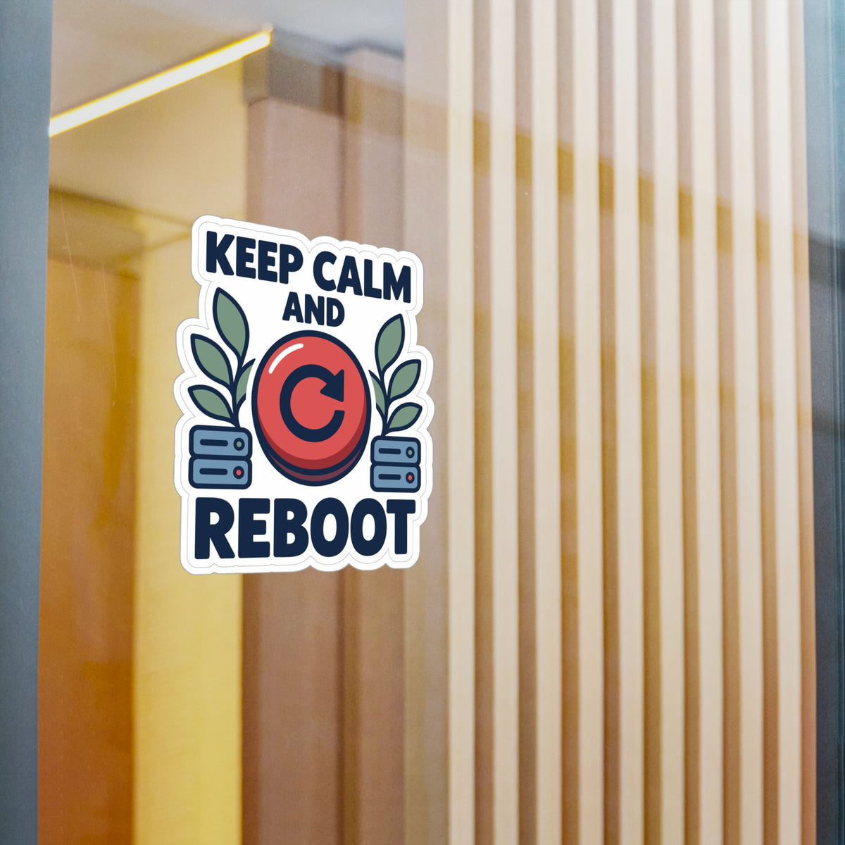 Tech Sticker - Keep Calm And Reboot, Button & Bandage Design Decals for Laptop or Water Bottle
