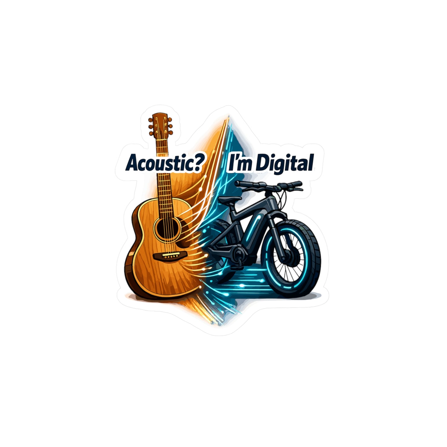 E-Bike Sticker Acoustic? I’m Digital Funny E Cycling Electric Bike Decals Waterproof Vinyl Sticker for Laptop Water Bottle