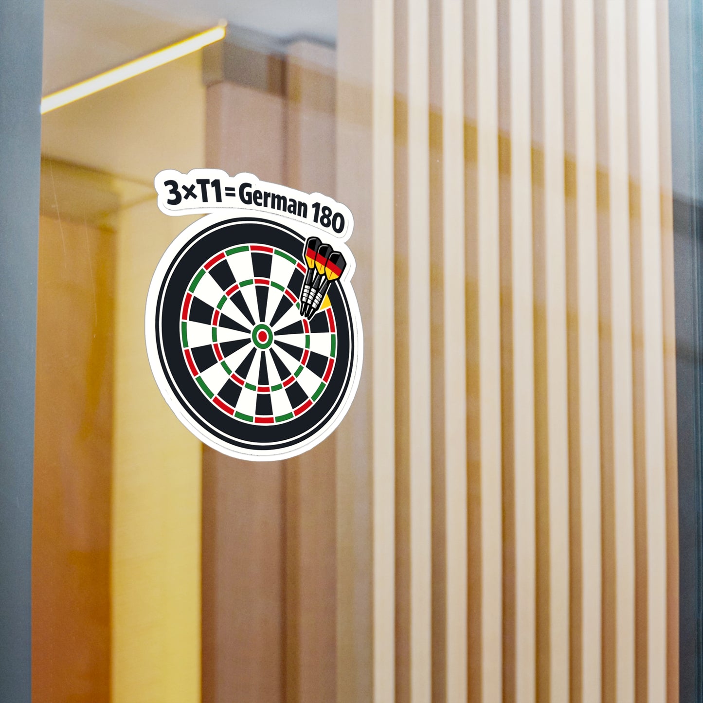 Dart Sticker 3×T1 = German 180 Funny Dartboard Decals, Waterproof Vinyl for Laptop Water Bottle, Drinking Team Arrow Design