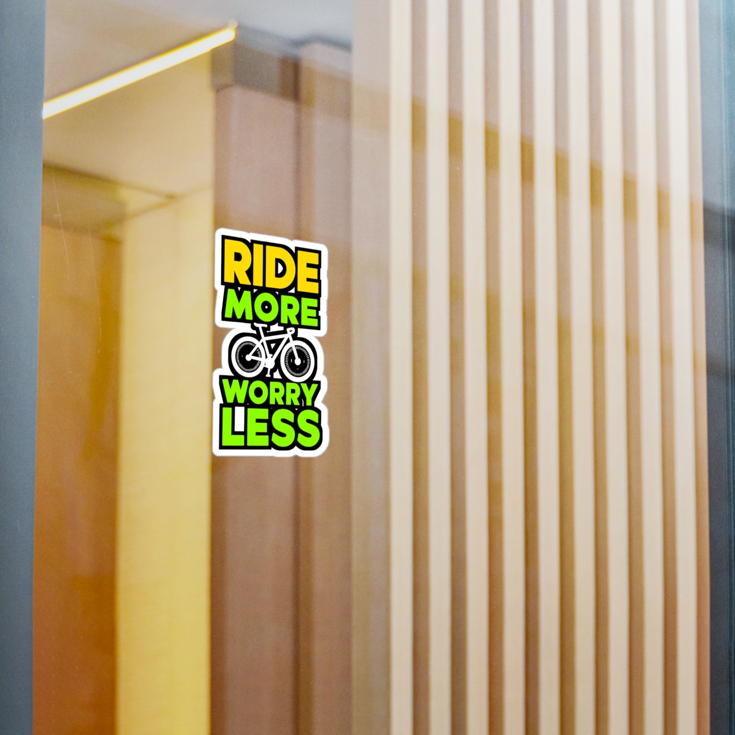 Ride more, worry less   - Cycling Sticker for Window Laptop Sticker. Water Bottle Sticker, Vinyl Cyclist Decal - Cycling Gift