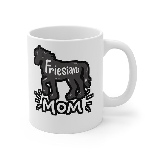 Friesian Horse - Friesian Mug for Coffee 11oz. Friesian Cup, White ceramic, Cowgirl Mug, Slobber Tea Cup - Friesian Gift