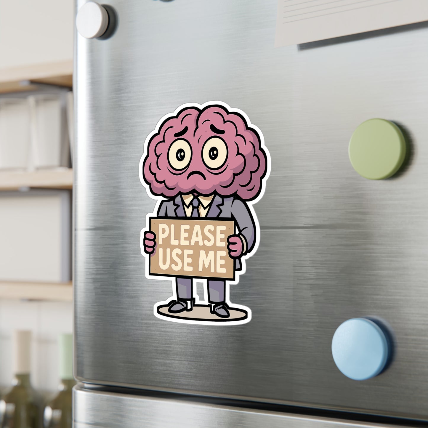 Brain Sticker – "Please Use Me" Creativity & Intelligence Decals, Waterproof Vinyl for Laptop, Water Bottle, Thinking Gift