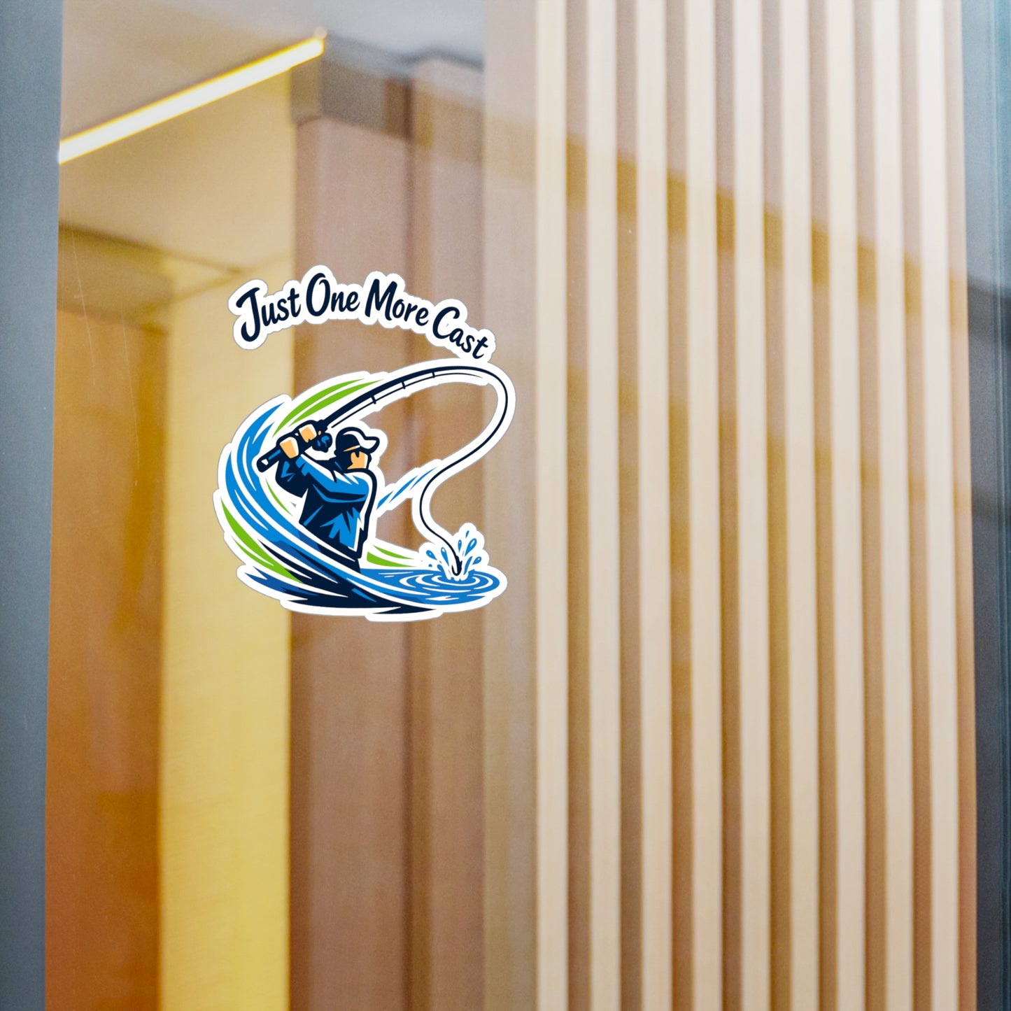 Fishing Sticker Just One More Cast – Waterproof Vinyl Decals for Laptop, Water Bottle, Angling Lake Boating Lovers