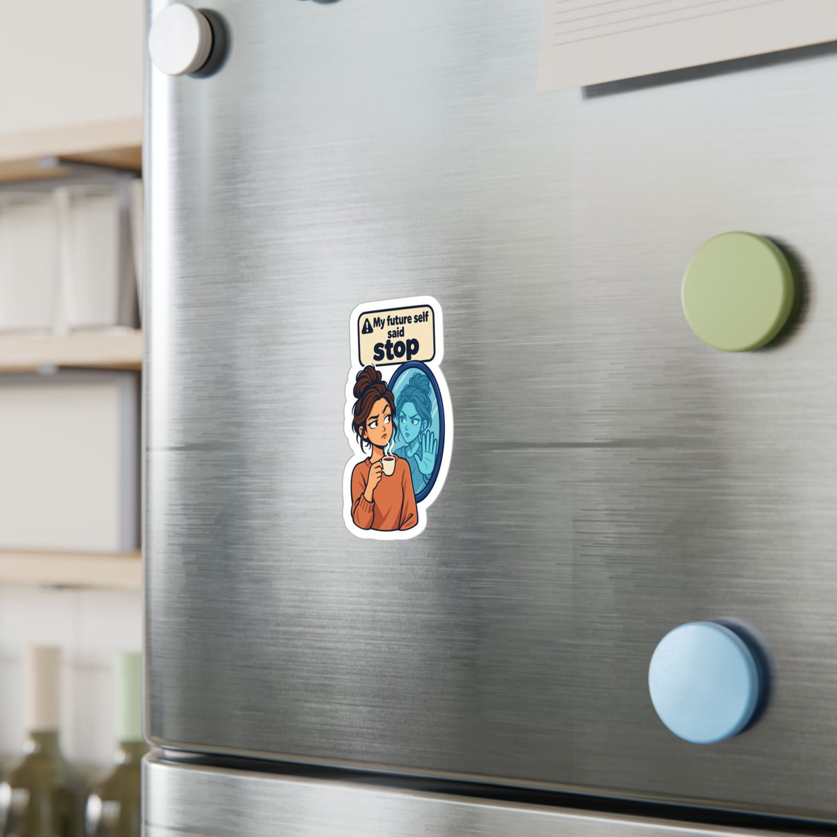 Comic Sticker – My Future Self Said Stop, Doppelgänger Warning Decals for Laptop and Water Bottle