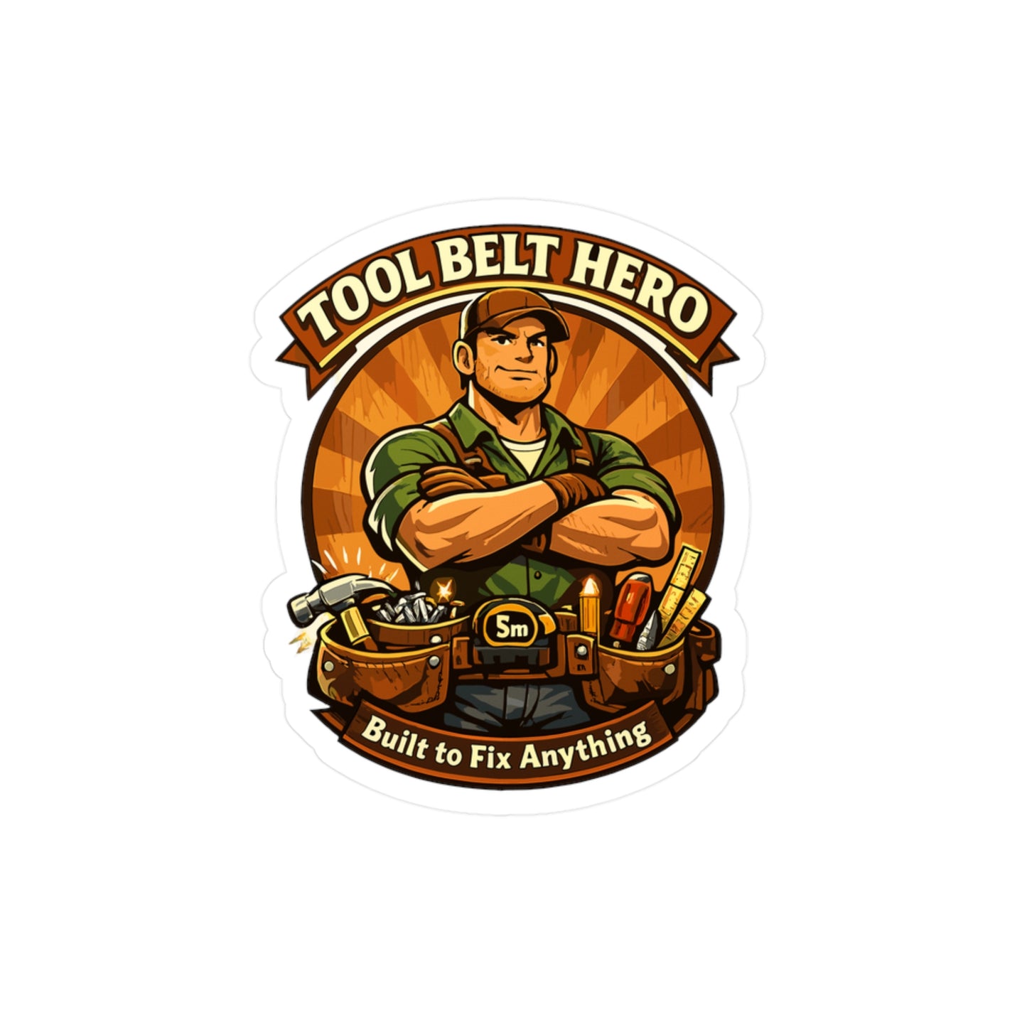 Carpenter Sticker Tool Belt Hero Funny Woodworker Vinyl Waterproof Decals for Laptop Water Bottle