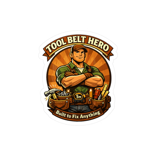 Carpenter Sticker Tool Belt Hero Funny Woodworker Vinyl Waterproof Decals for Laptop Water Bottle