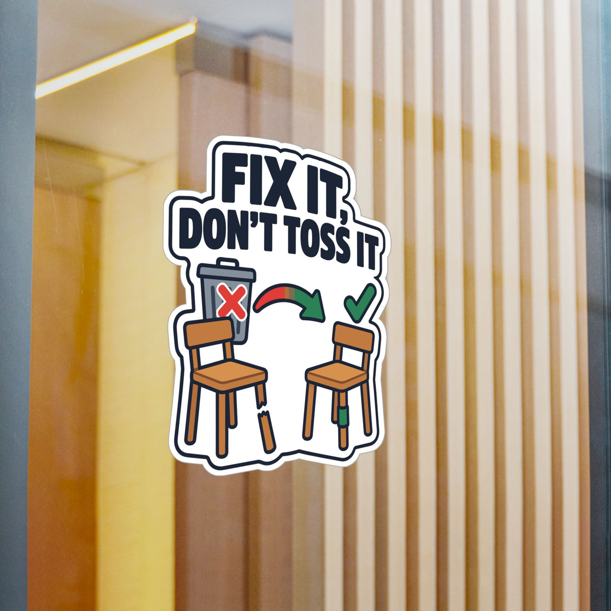 Upcycling Sticker - Fix It, Don’t Toss It - Recycling Art Decals Celebrating Sustainability for Laptop and Water Bottle