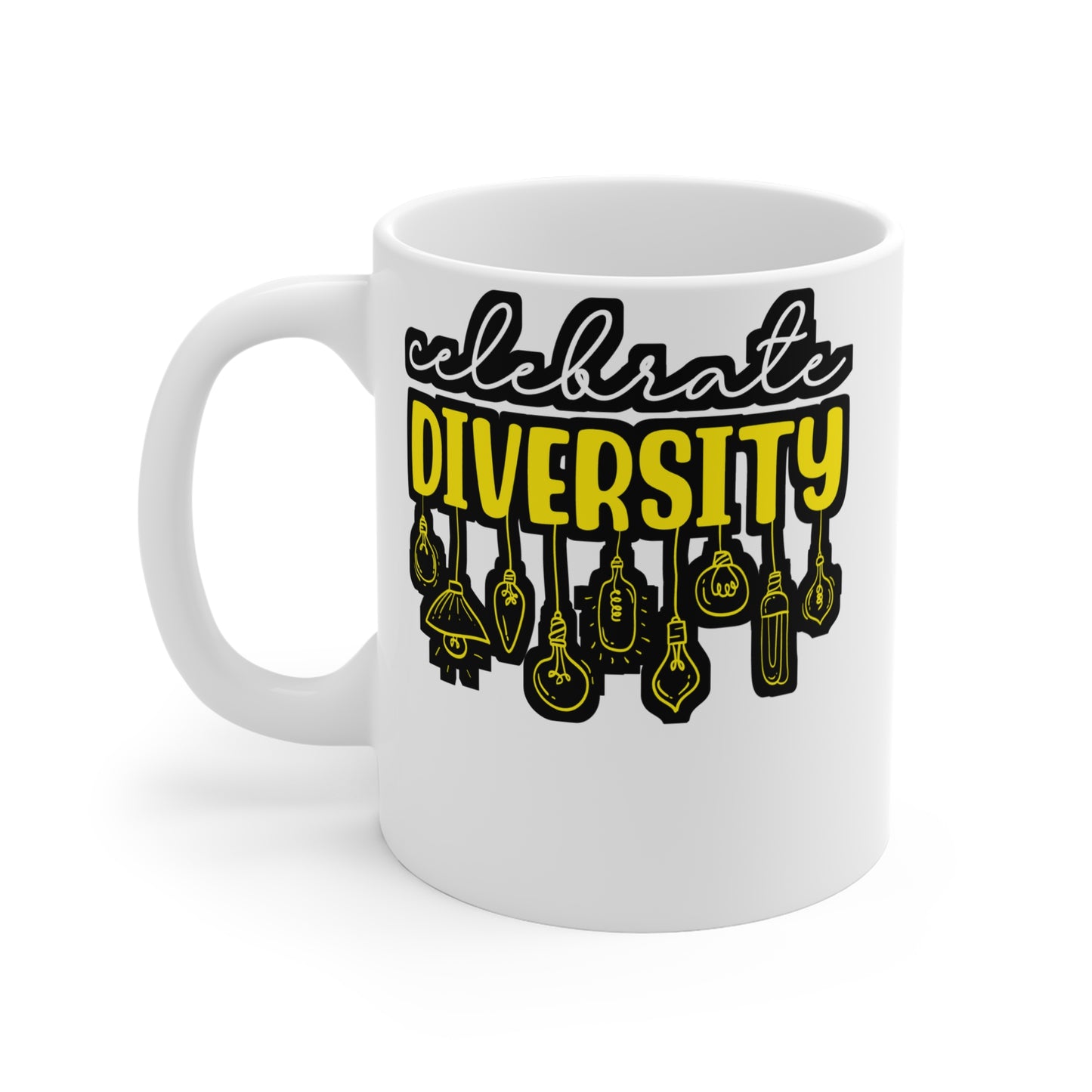 Celebrate Diversity - Electrician Mug for Coffee 11oz. Electrician Cup, White ceramic, Stripper Mug, Cable Tea Cup - Electrician Gift