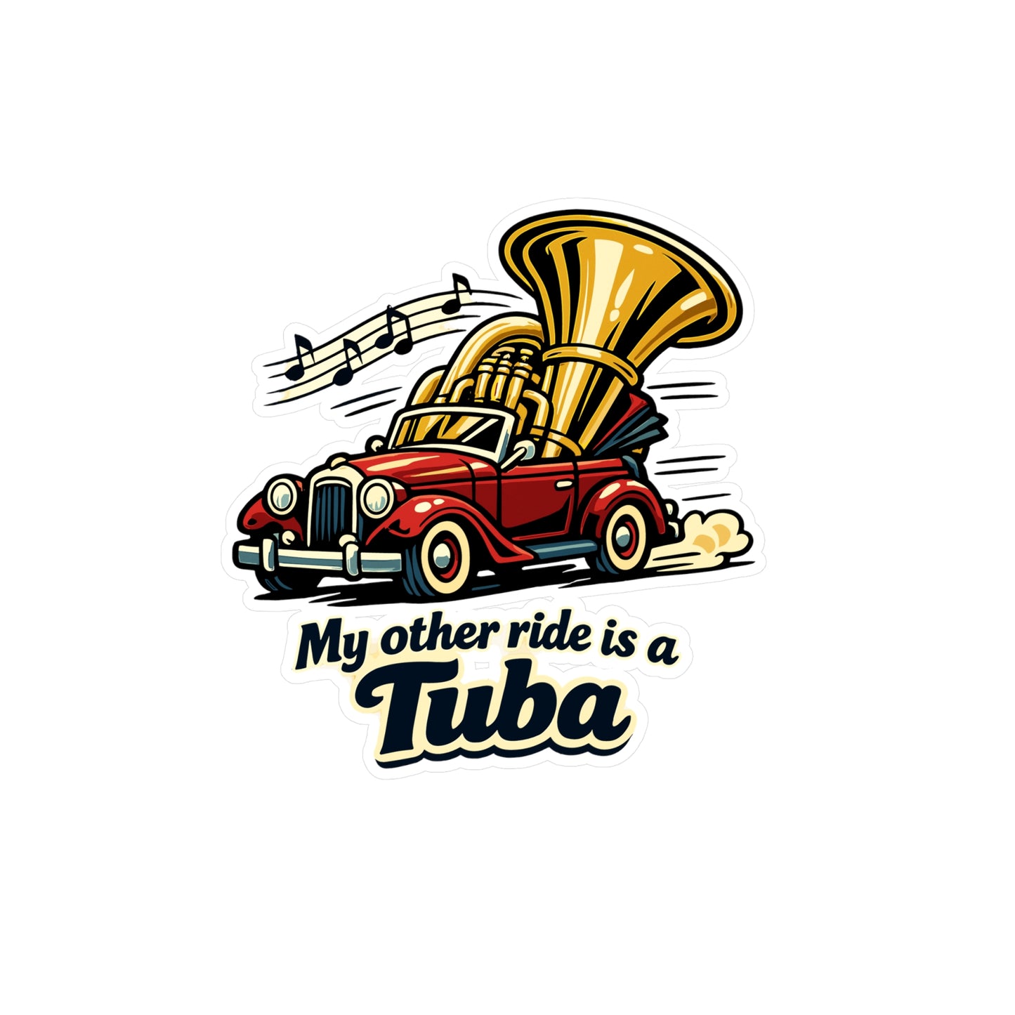 Marching Band Sticker My other ride is a Tuba – Waterproof Vinyl decals for Laptop or Water Bottle, drummer band director mellophone