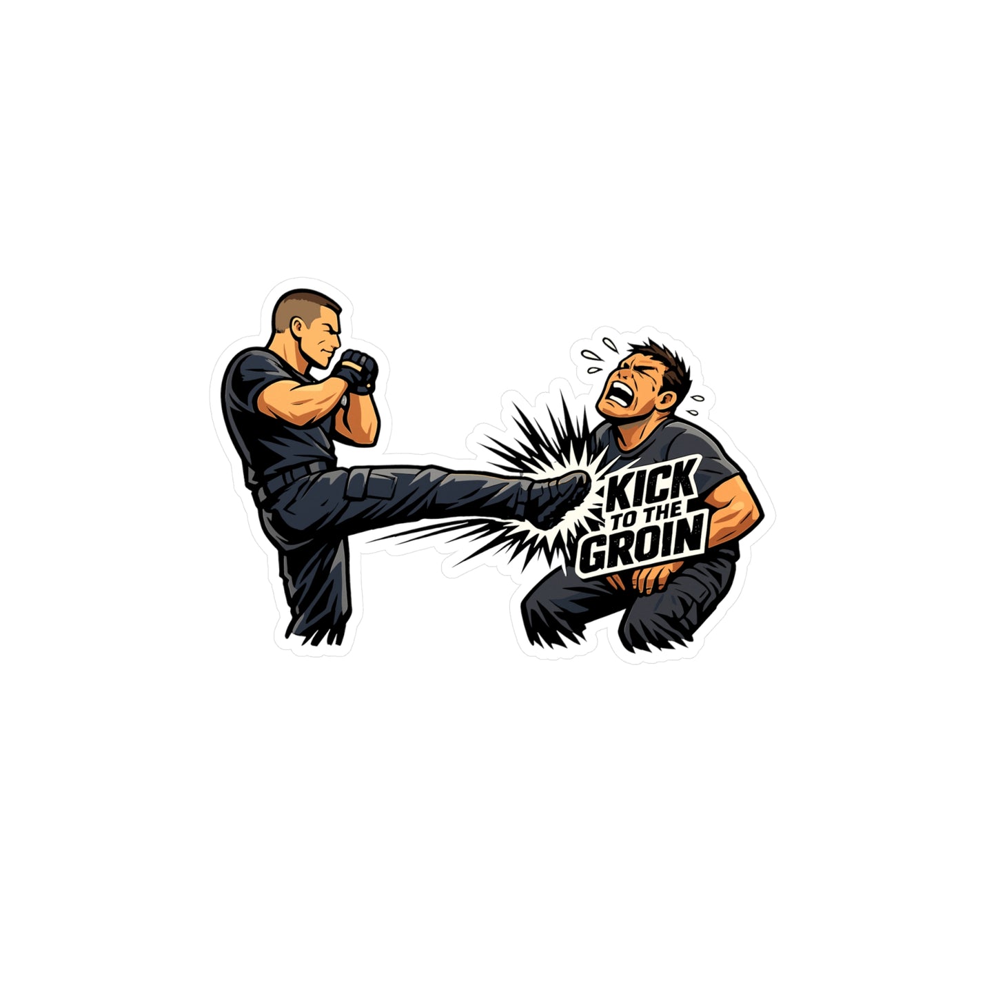 Krav Maga Sticker Kick to the Groin Design – Waterproof Vinyl sticker decals for Laptop, Water Bottle, Martial Arts Self Defense Fitness