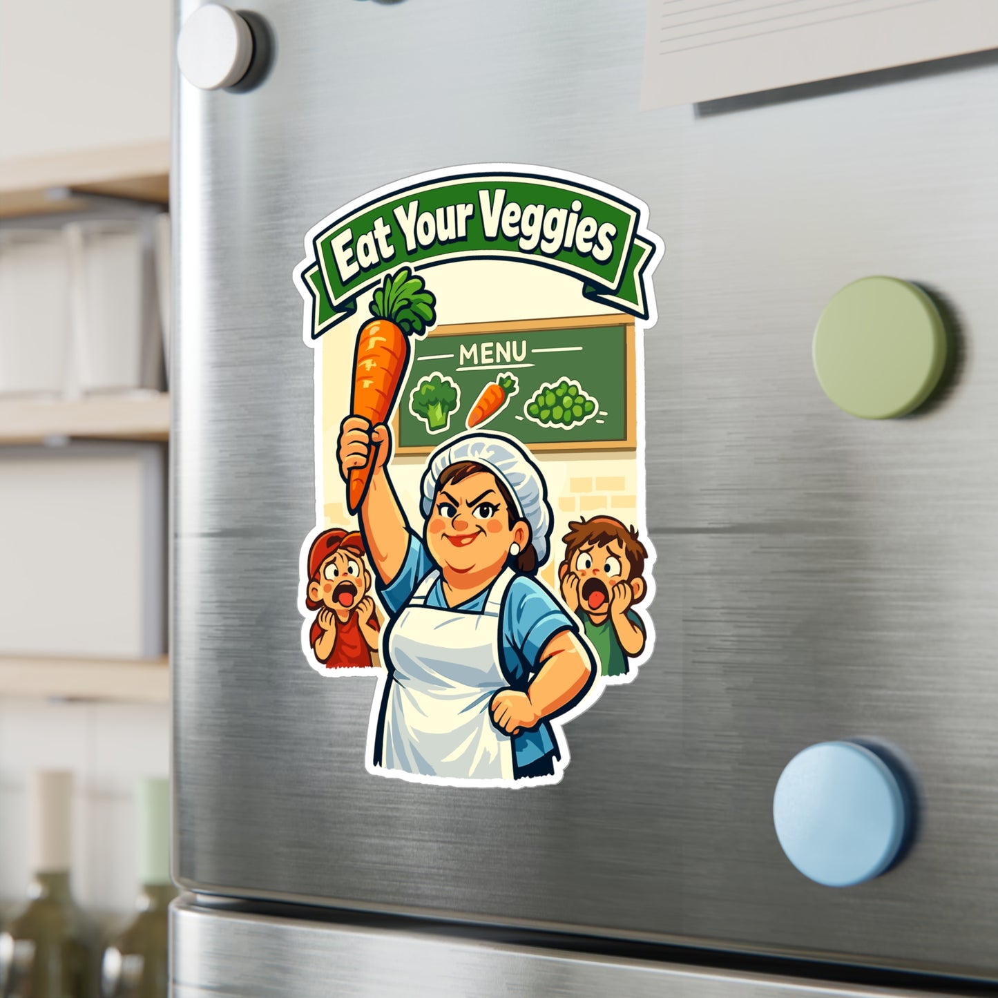 Lunch Lady Sticker Eat Your Veggies Funny School Canteen Vinyl Waterproof decals for Laptop Water Bottle