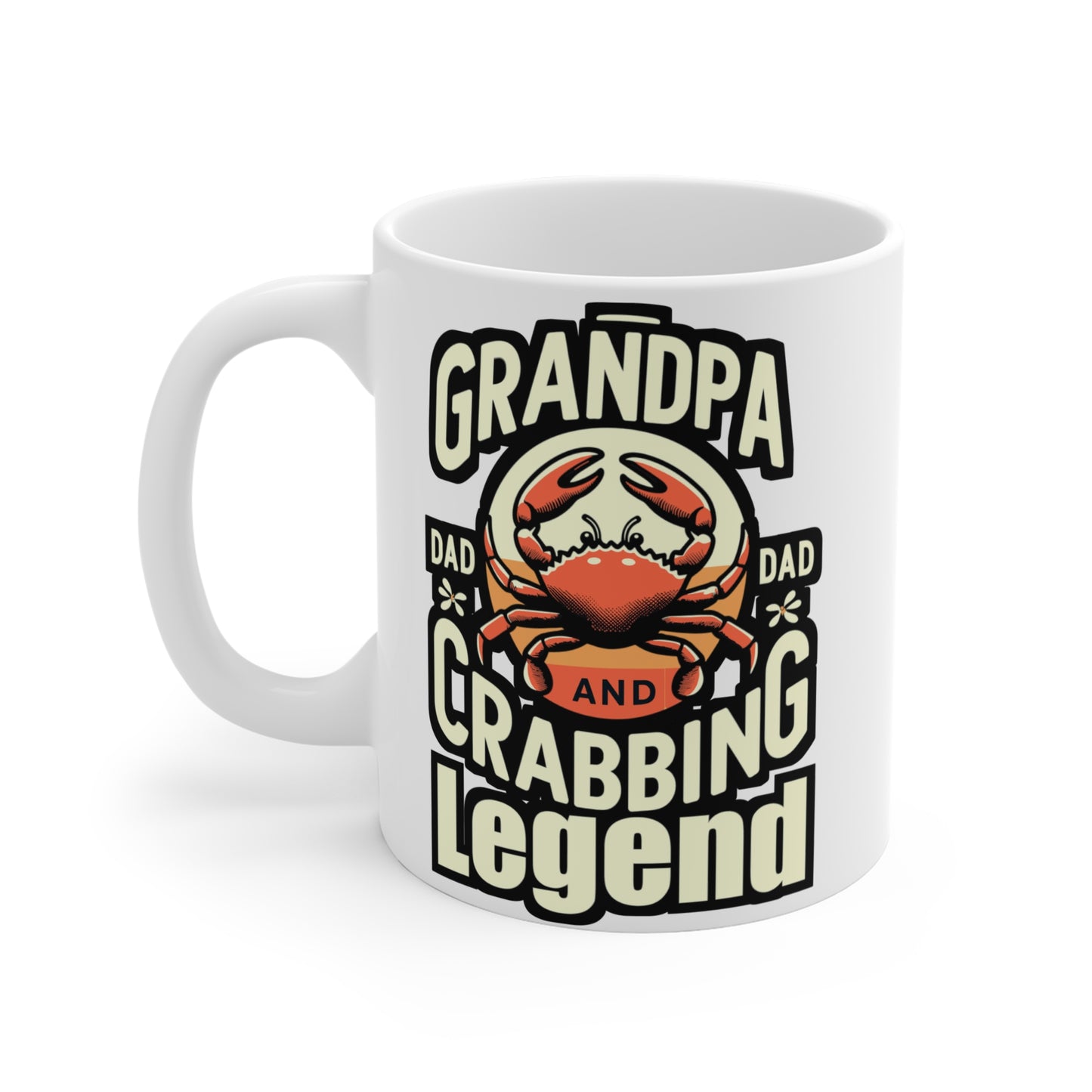 Grandpa, Dad, and Crabbing Legend - Crab Mug for Coffee 11oz. Crab Cup, White ceramic, Crabbing Mug, Crustacean Tea Cup - Crab Gift