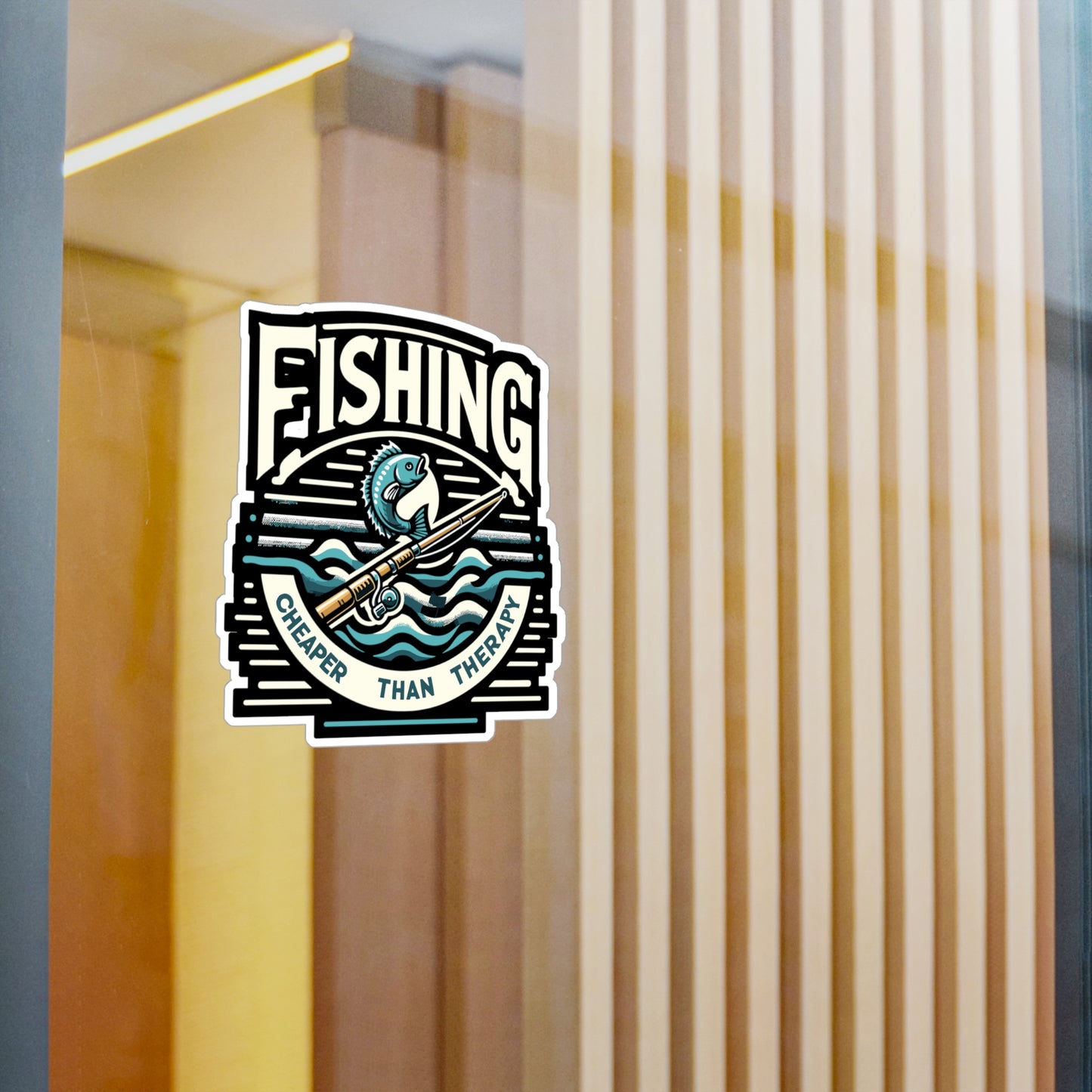 Fishing cheaper than therapy - Fishing Sticker for Laptop Sticker. Water Bottle Sticker, Vinyl Angling Decal - Fishing Gift