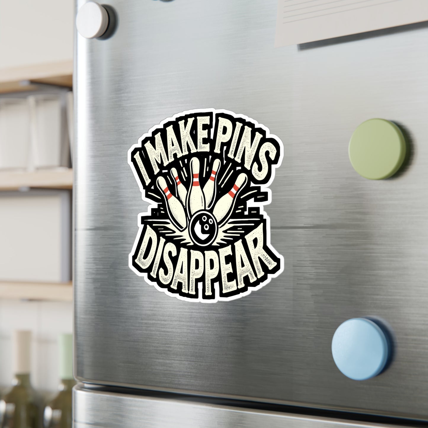 I Make Pins Disappear - Bowling Sticker for Laptop Sticker. Water Bottle Sticker, Vinyl Magician Decal - Bowling Gift
